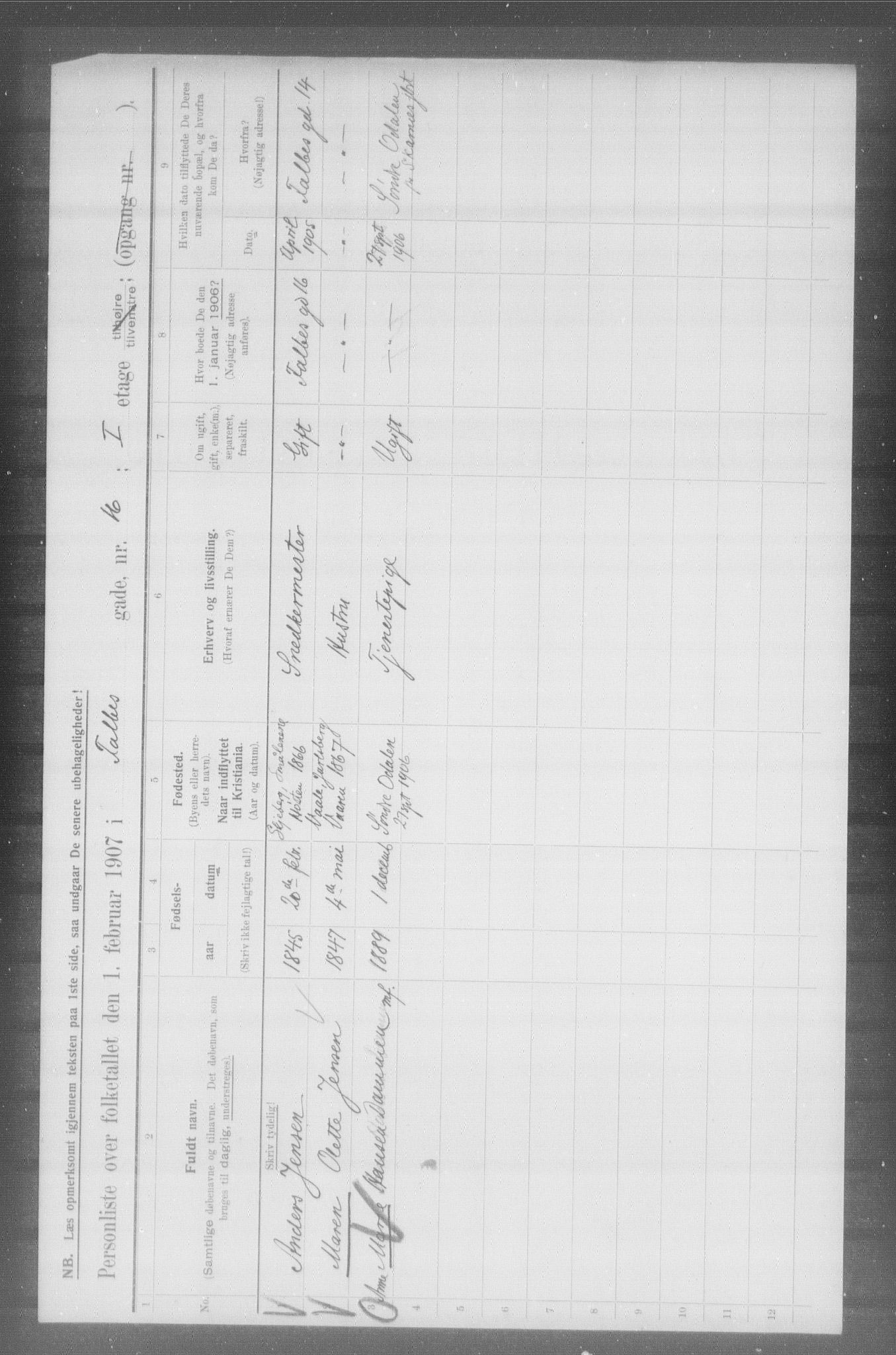 OBA, Kommunal folketelling 1.2.1907 for Kristiania kjøpstad, 1907, s. 11750