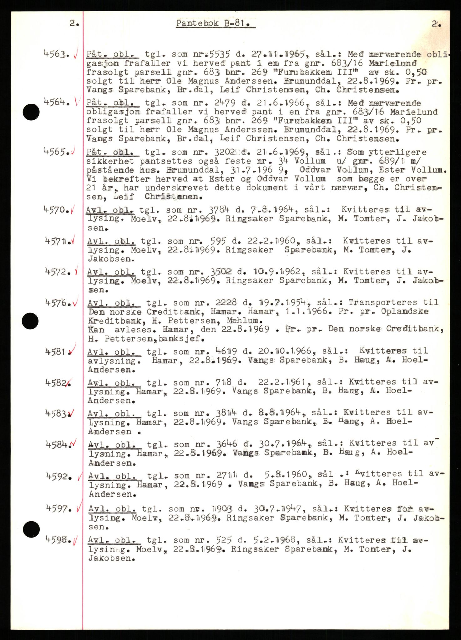 Nord-Hedmark sorenskriveri, SAH/TING-012/H/Hb/Hbf/L0081: Pantebok nr. B81, 1969-1969, Dagboknr: 4563/1969