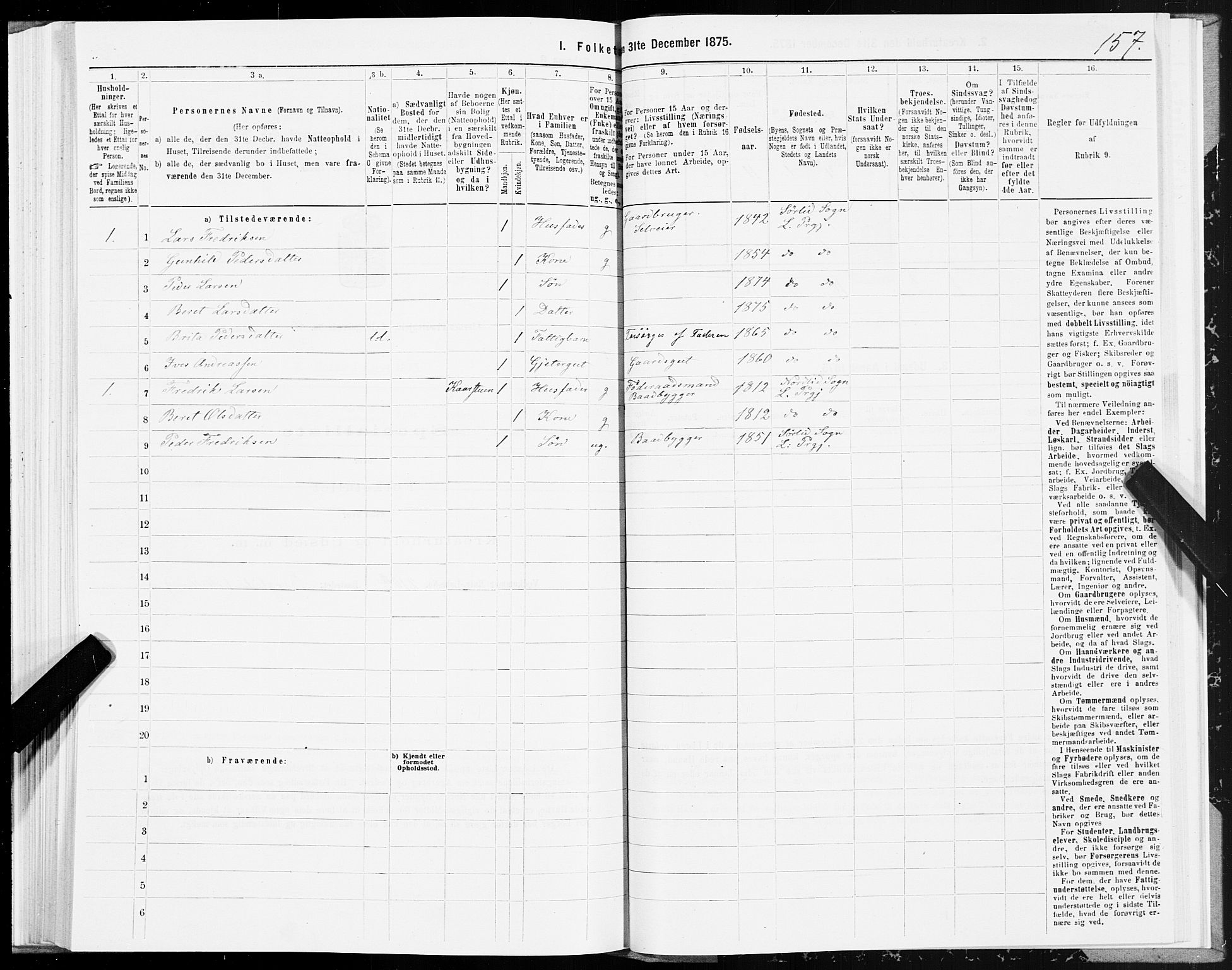 SAT, Folketelling 1875 for 1737P Lierne prestegjeld, 1875, s. 1157