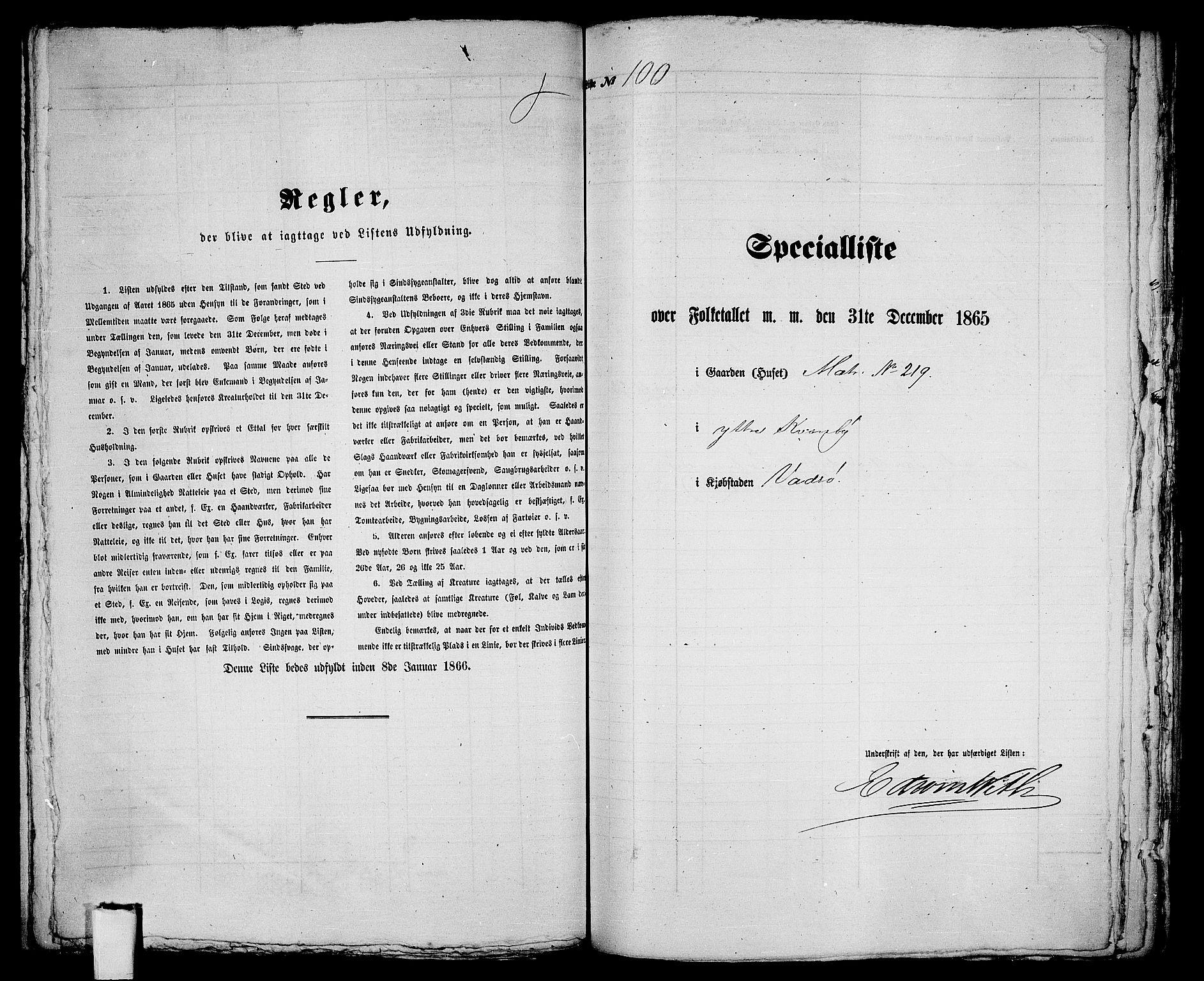 RA, Folketelling 1865 for 2003B Vadsø prestegjeld, Vadsø kjøpstad, 1865, s. 206