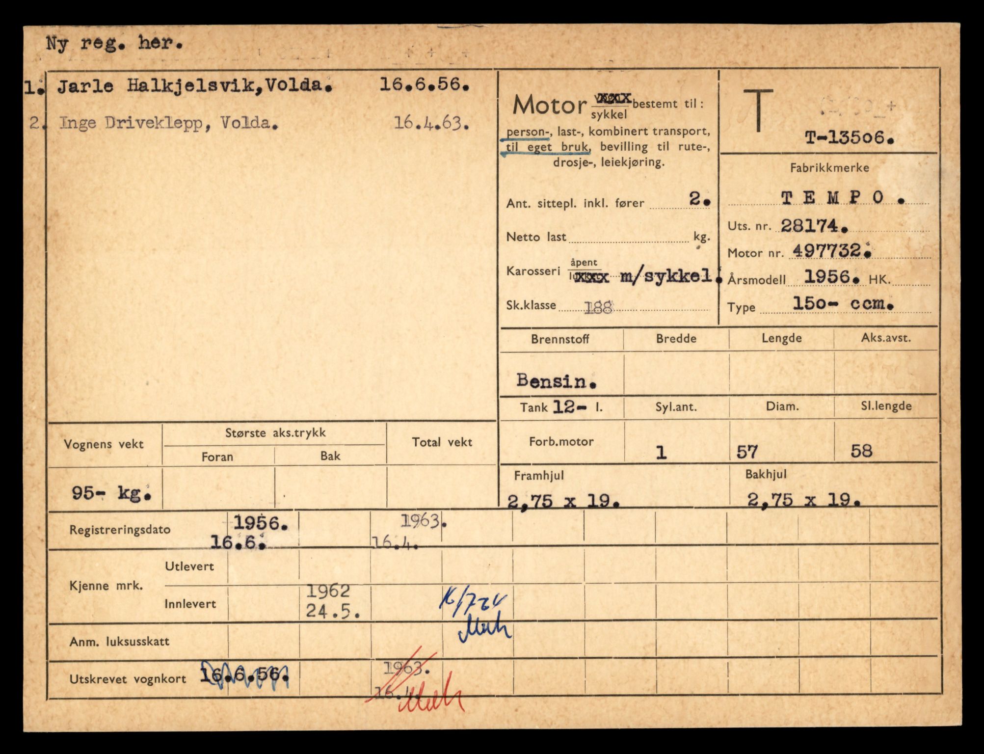 Møre og Romsdal vegkontor - Ålesund trafikkstasjon, AV/SAT-A-4099/F/Fe/L0039: Registreringskort for kjøretøy T 13361 - T 13530, 1927-1998, s. 2586