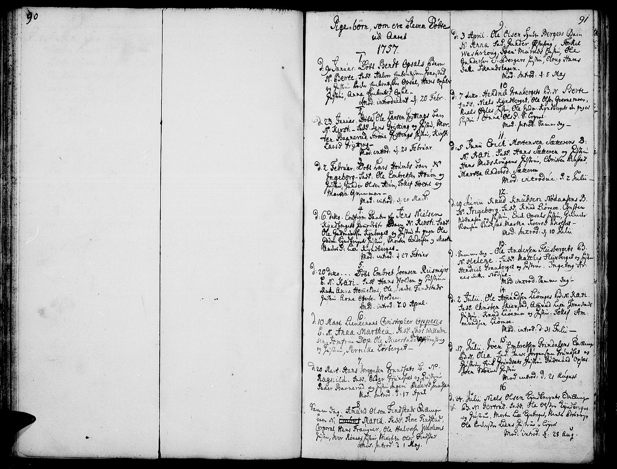Elverum prestekontor, AV/SAH-PREST-044/H/Ha/Haa/L0003: Ministerialbok nr. 3, 1757-1776, s. 90-91