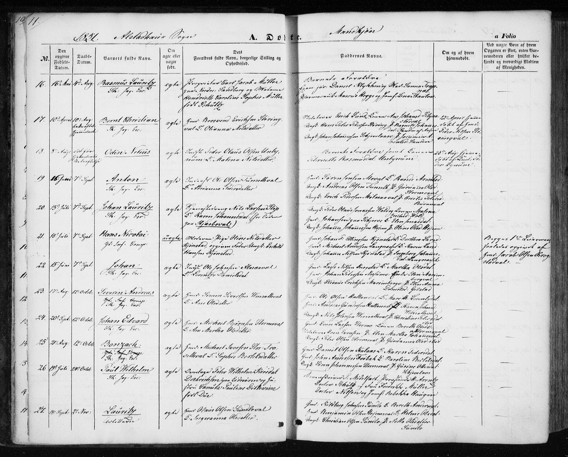 Ministerialprotokoller, klokkerbøker og fødselsregistre - Nord-Trøndelag, SAT/A-1458/717/L0154: Ministerialbok nr. 717A07 /1, 1850-1862, s. 11