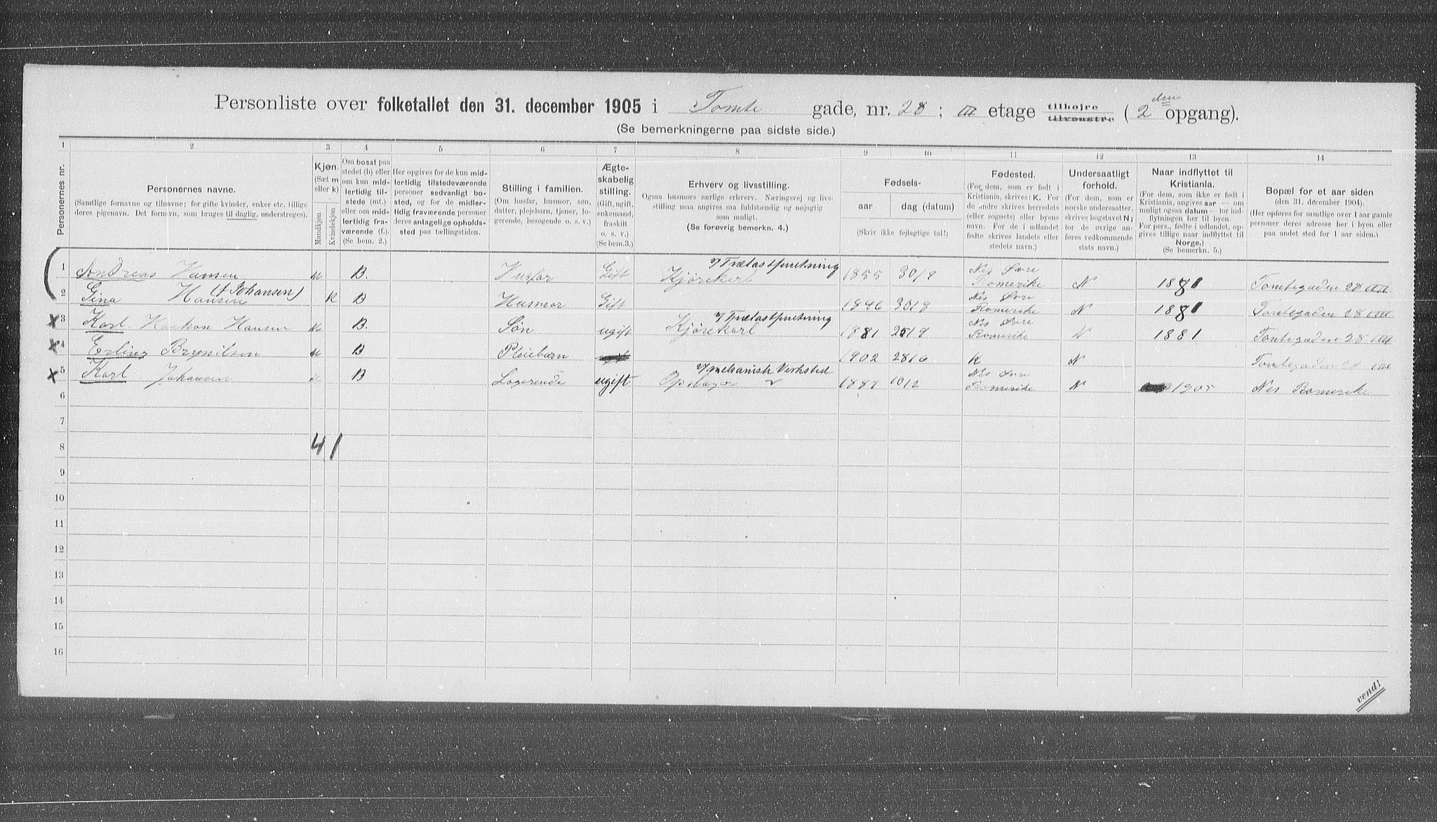 OBA, Kommunal folketelling 31.12.1905 for Kristiania kjøpstad, 1905, s. 59610