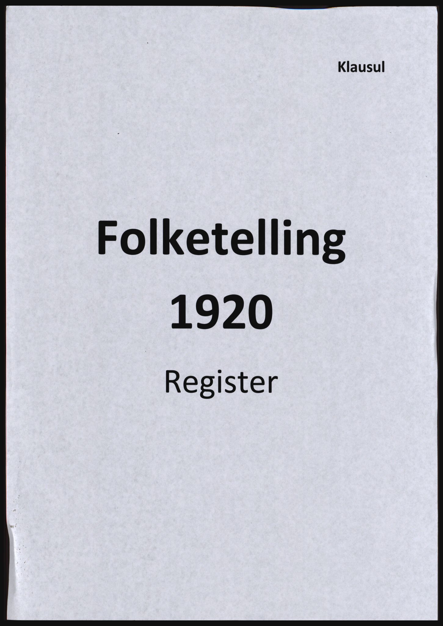 SAST, Avskrift av folketellingen 1920 for Indre Ryfylke, 1920, s. 1