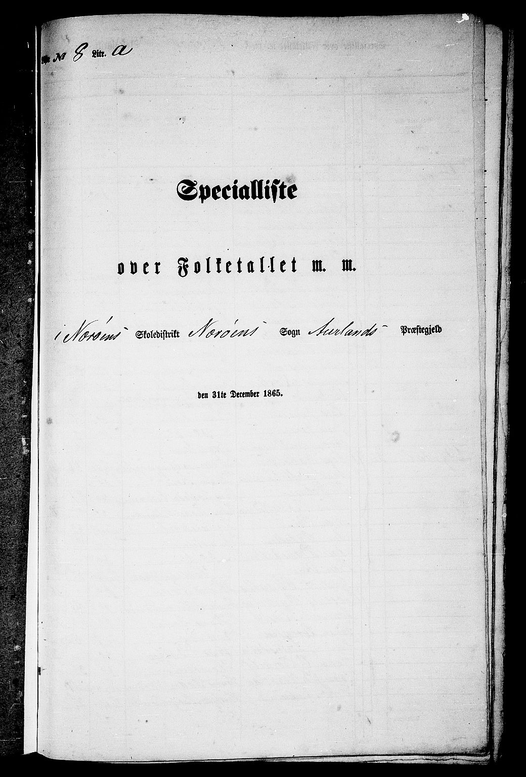 RA, Folketelling 1865 for 1421P Aurland prestegjeld, 1865, s. 94