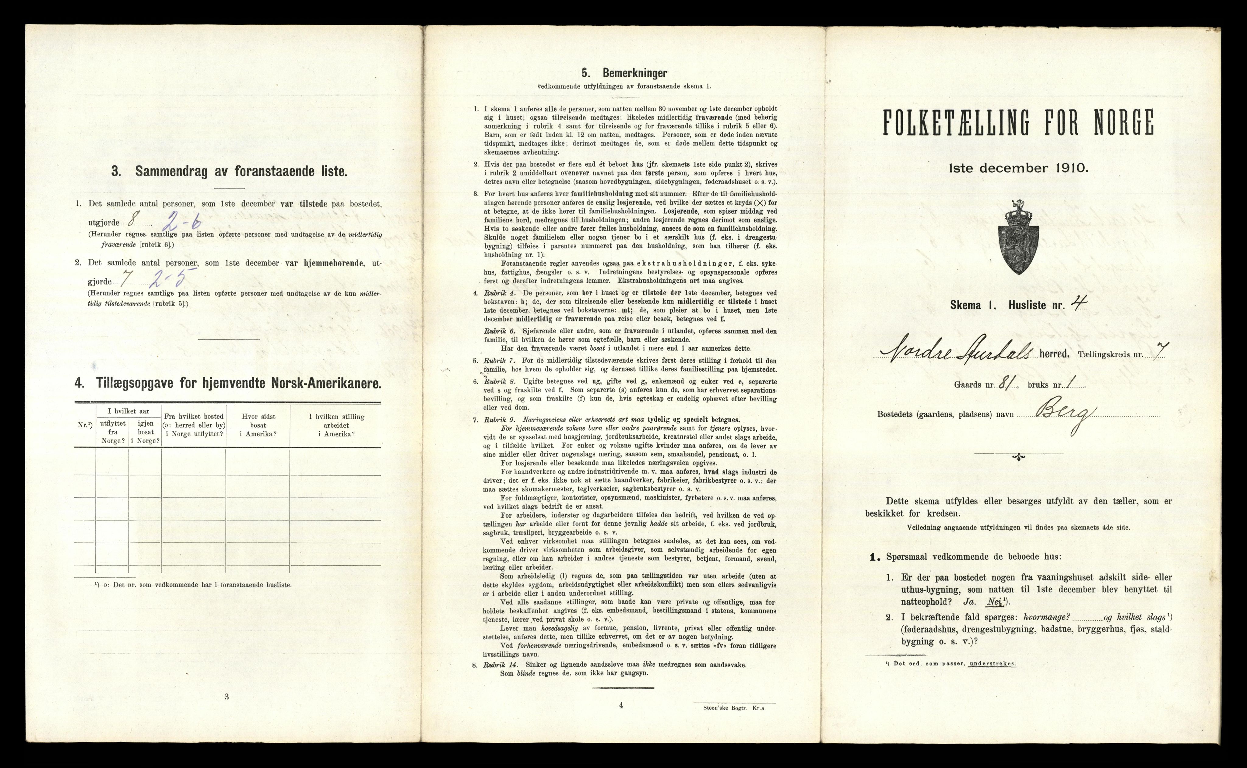 RA, Folketelling 1910 for 0542 Nord-Aurdal herred, 1910, s. 955