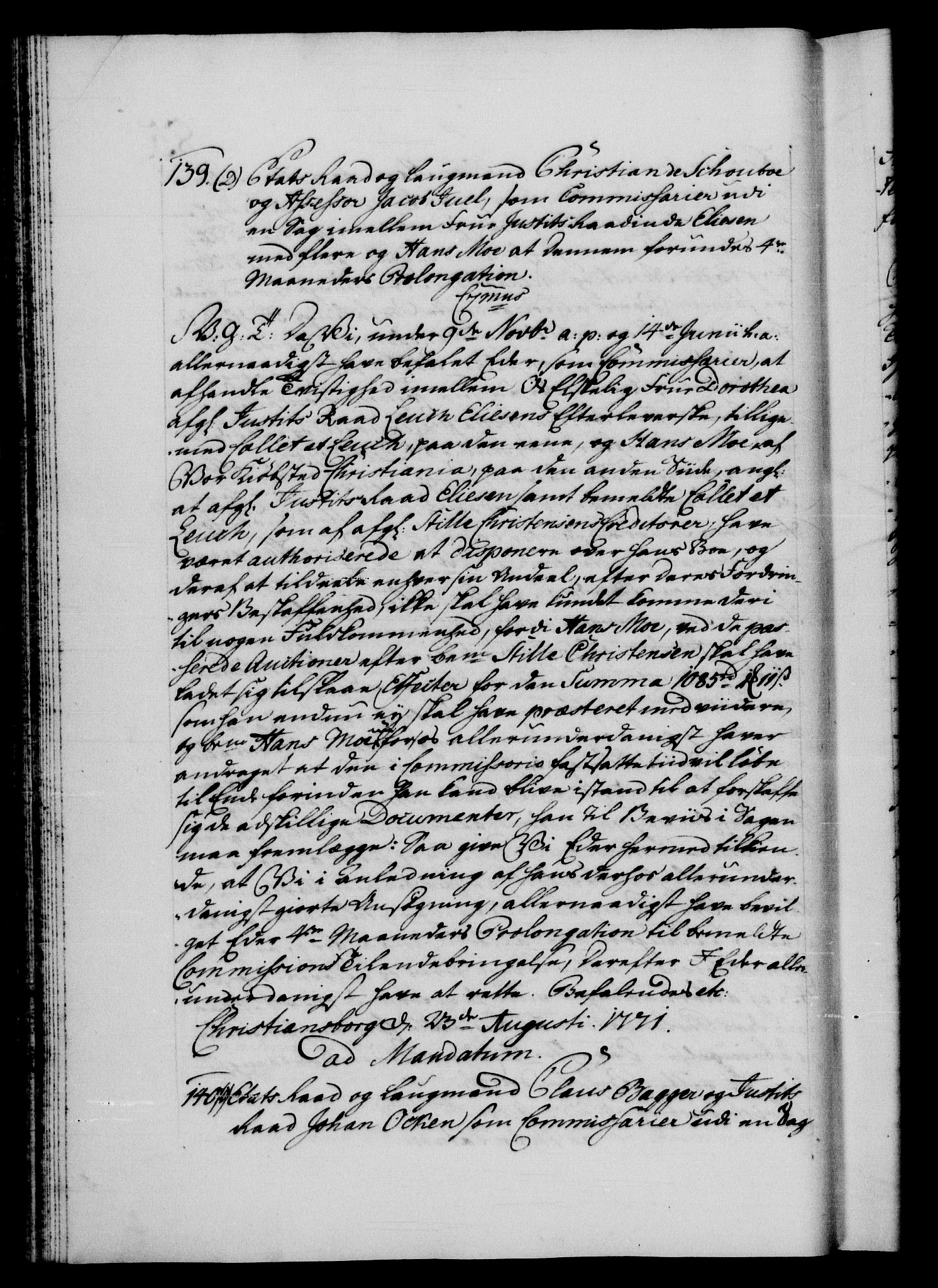 Danske Kanselli 1572-1799, AV/RA-EA-3023/F/Fc/Fca/Fcab/L0040: Norske tegnelser "Norske eller 3. depts. missiver", 1771-1773, s. 85b