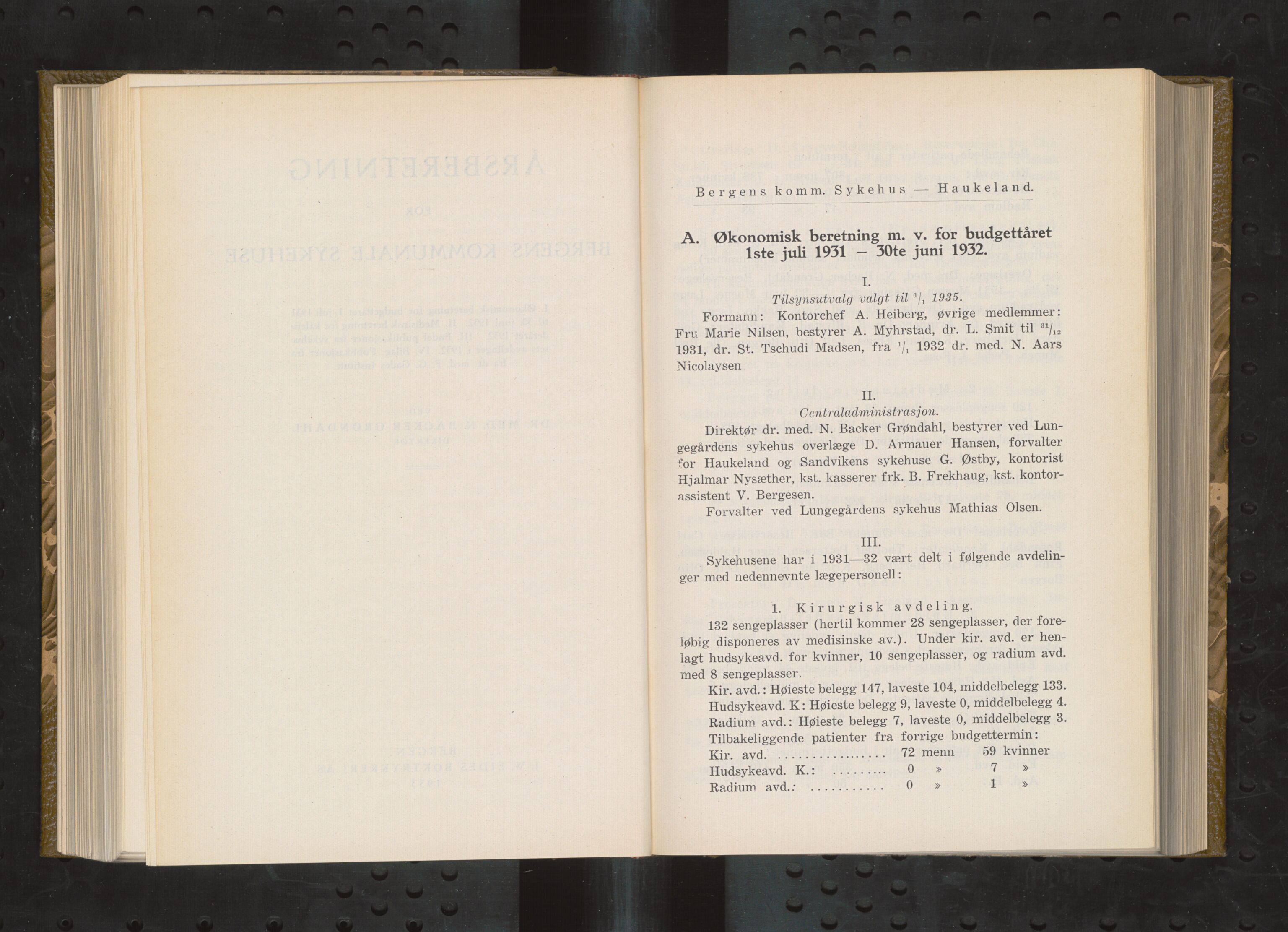 Haukeland Sykehus, Direktøren, BBA/A-2050.04/Æa/L0004: Årsberetninger 1929-1933, 1929-1933, s. 240