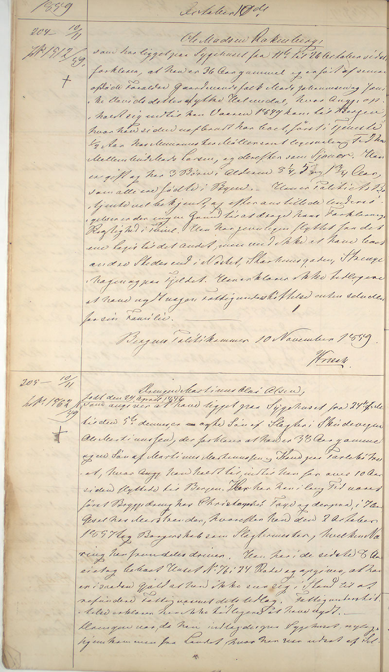 Bergen politikammer / politidistrikt, AV/SAB-A-60401/I/Ic, 1859-1863