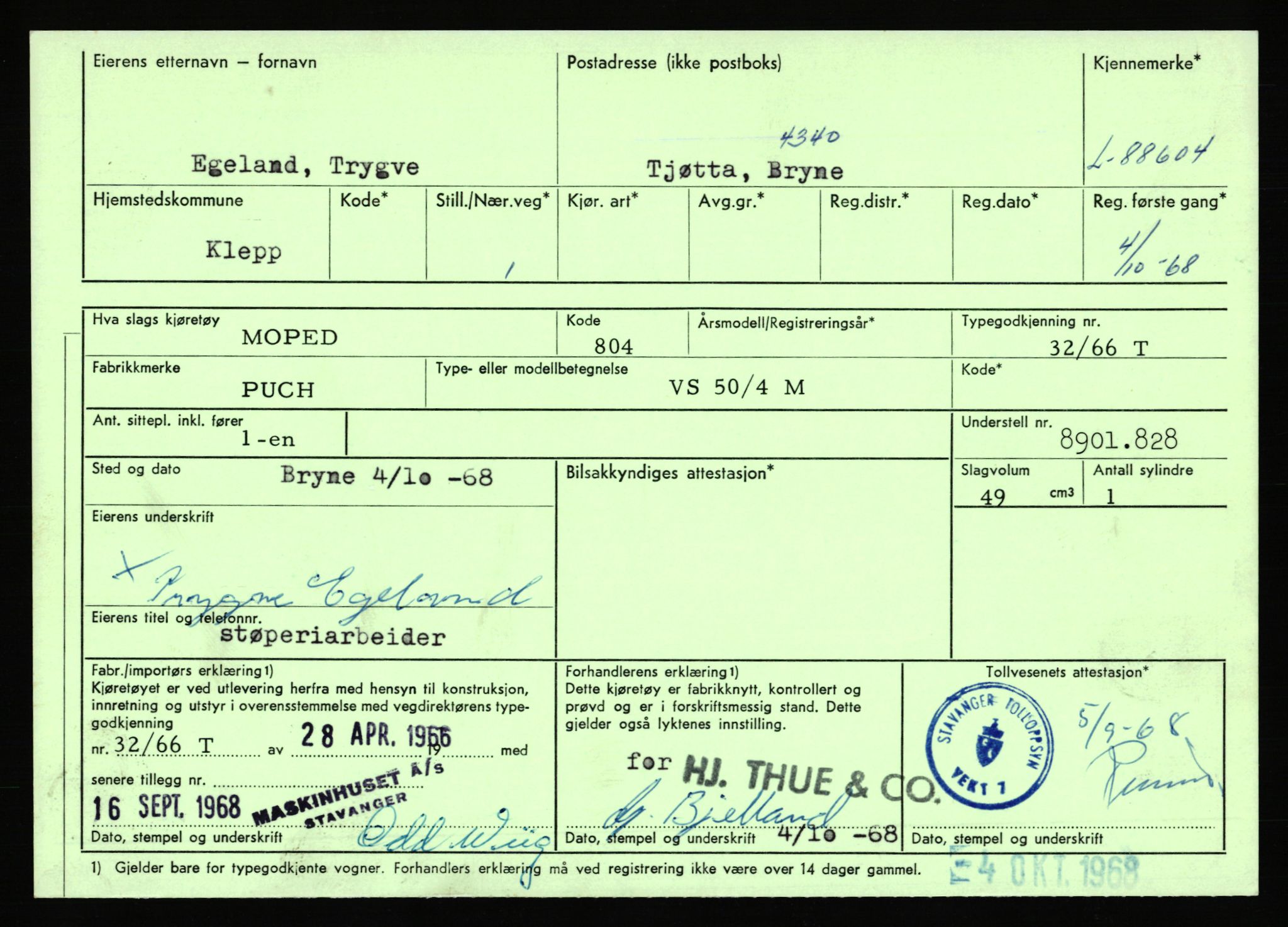 Stavanger trafikkstasjon, AV/SAST-A-101942/0/F/L0074: L-86500 - L-88799, 1930-1971, s. 2482