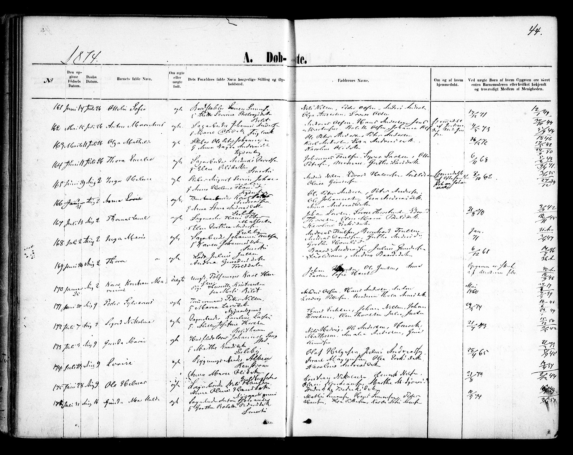 Glemmen prestekontor Kirkebøker, AV/SAO-A-10908/F/Fa/L0009: Ministerialbok nr. 9, 1871-1878, s. 44