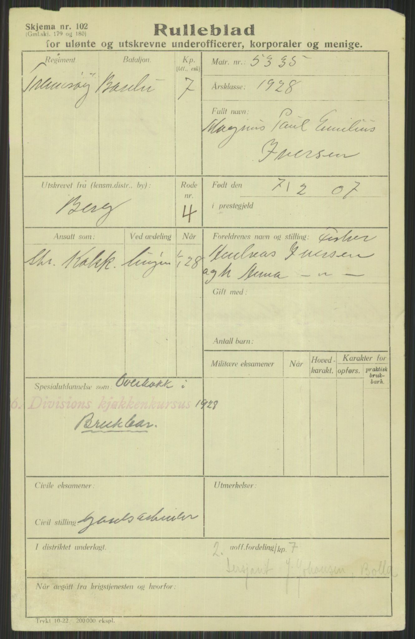 Forsvaret, Troms infanteriregiment nr. 16, AV/RA-RAFA-3146/P/Pa/L0013/0003: Rulleblad / Rulleblad for regimentets menige mannskaper, årsklasse 1928, 1928, s. 263