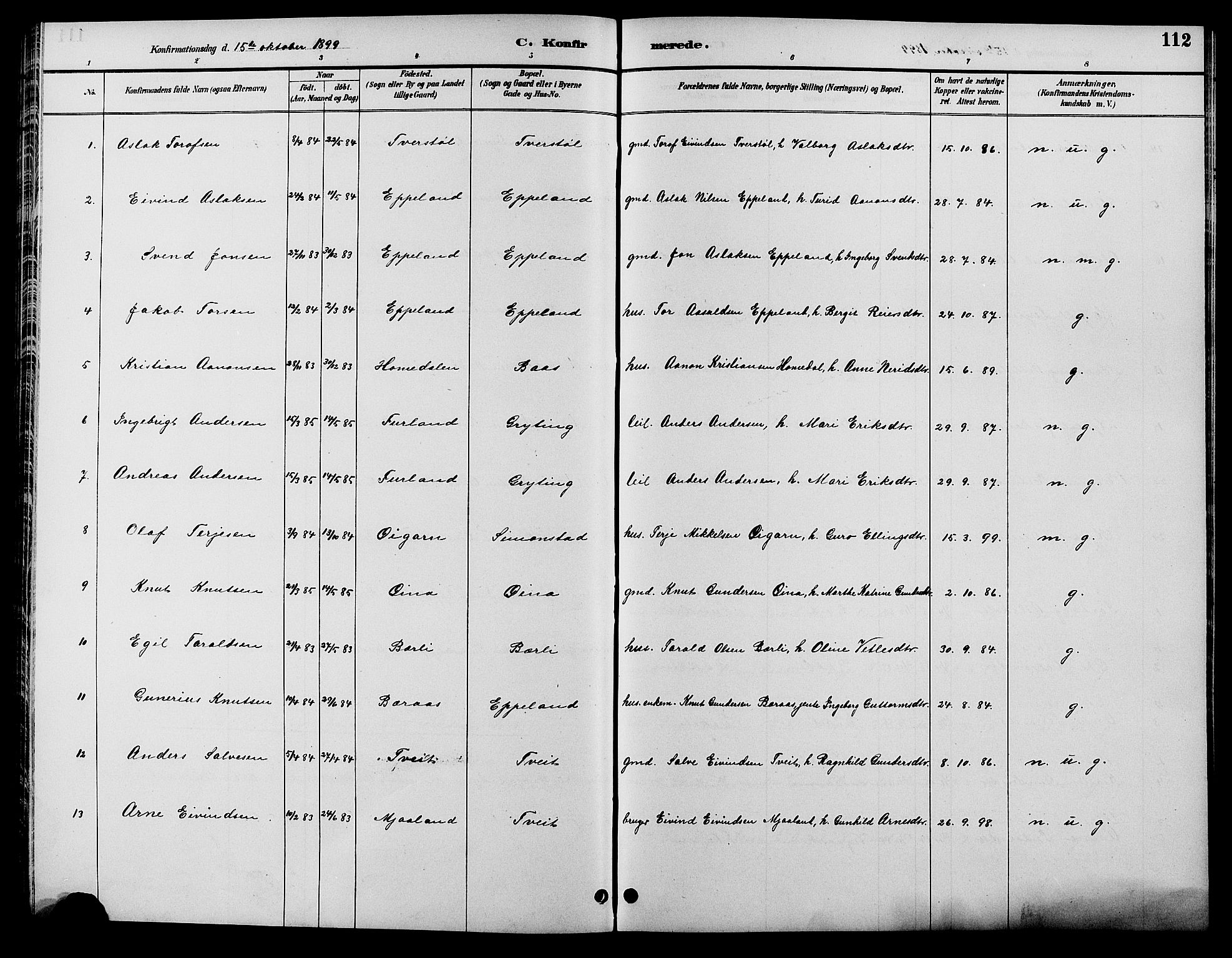 Åmli sokneprestkontor, SAK/1111-0050/F/Fb/Fbc/L0004: Klokkerbok nr. B 4, 1889-1902, s. 112