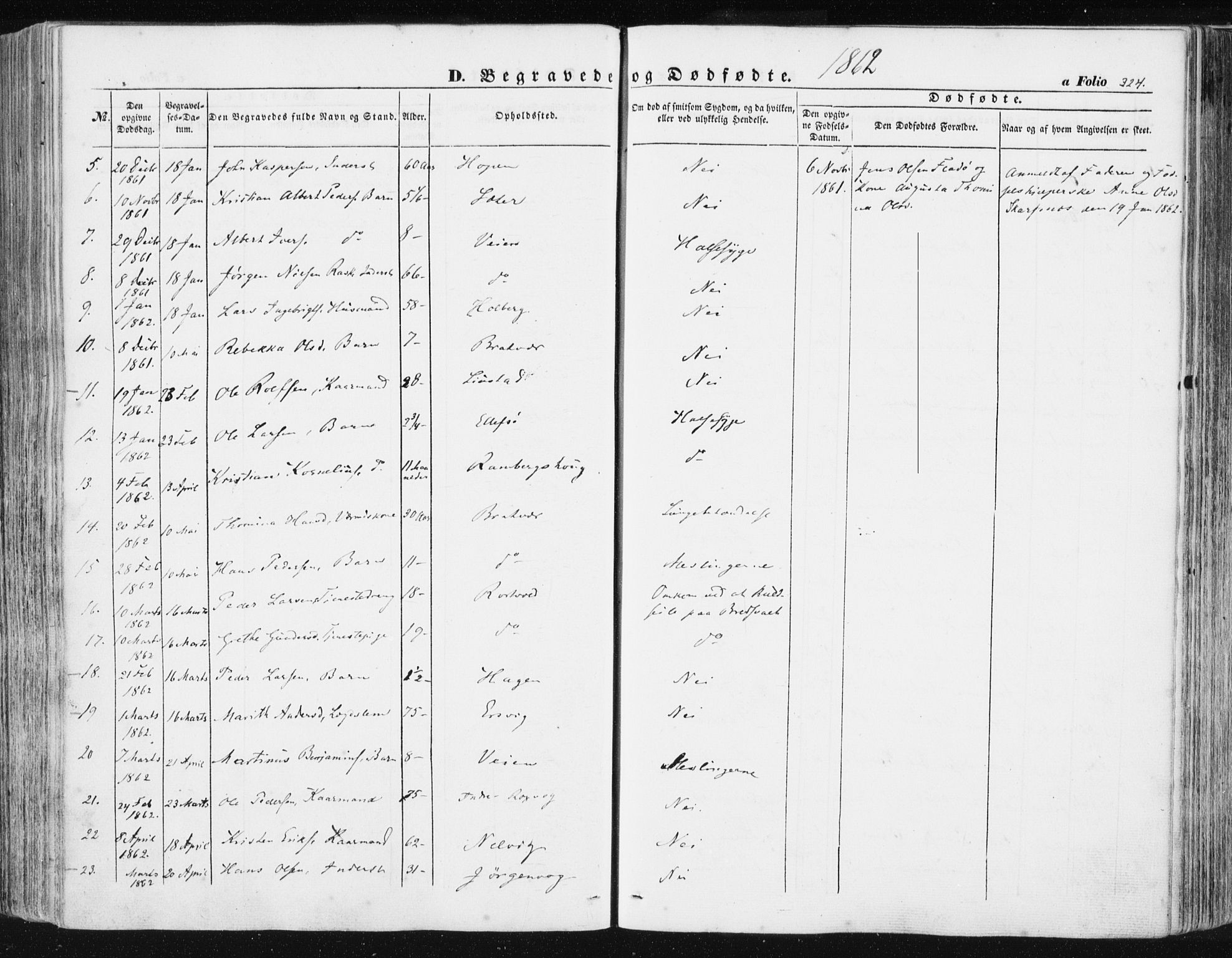 Ministerialprotokoller, klokkerbøker og fødselsregistre - Møre og Romsdal, AV/SAT-A-1454/581/L0937: Ministerialbok nr. 581A05, 1853-1872, s. 324