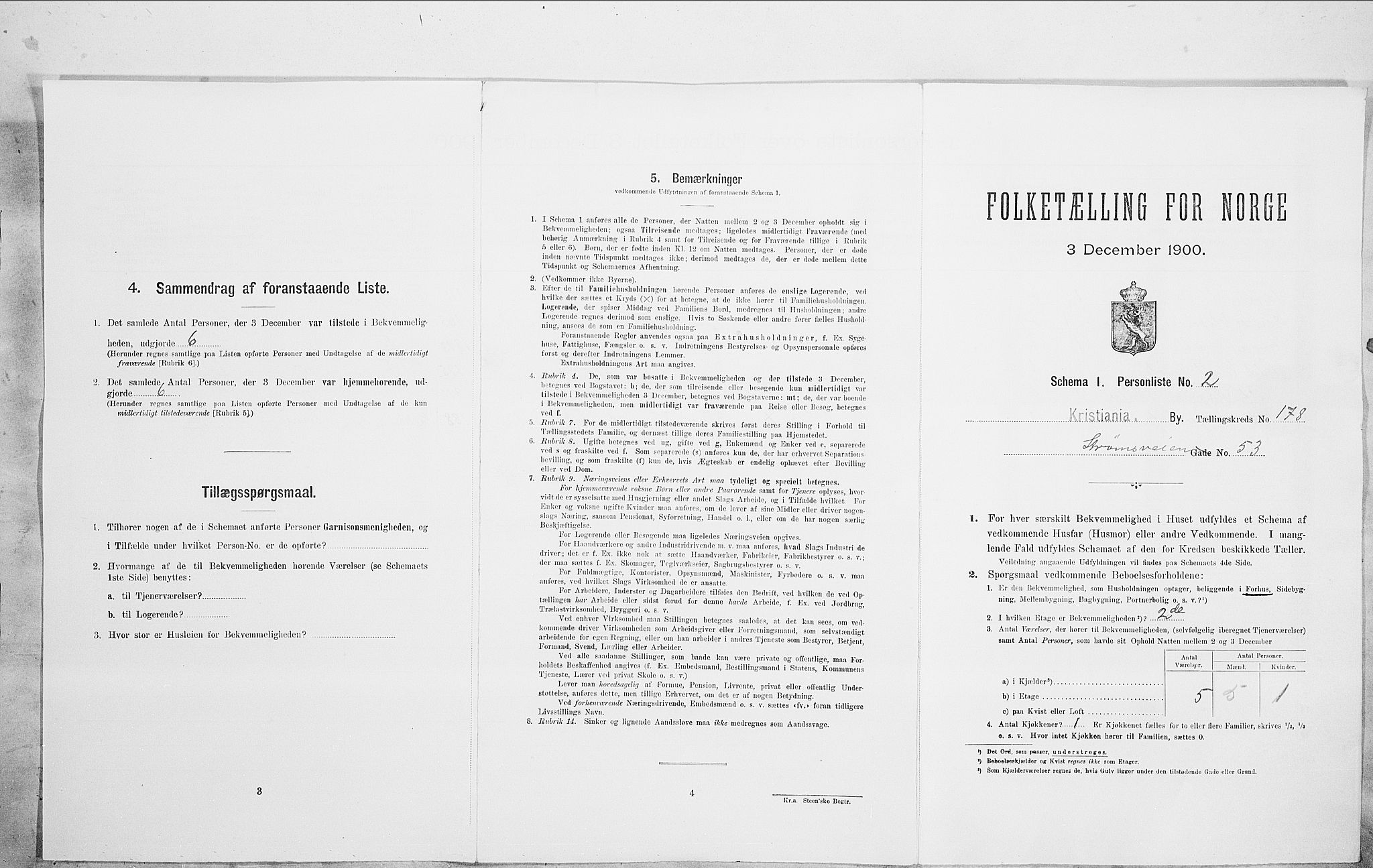 SAO, Folketelling 1900 for 0301 Kristiania kjøpstad, 1900, s. 93485