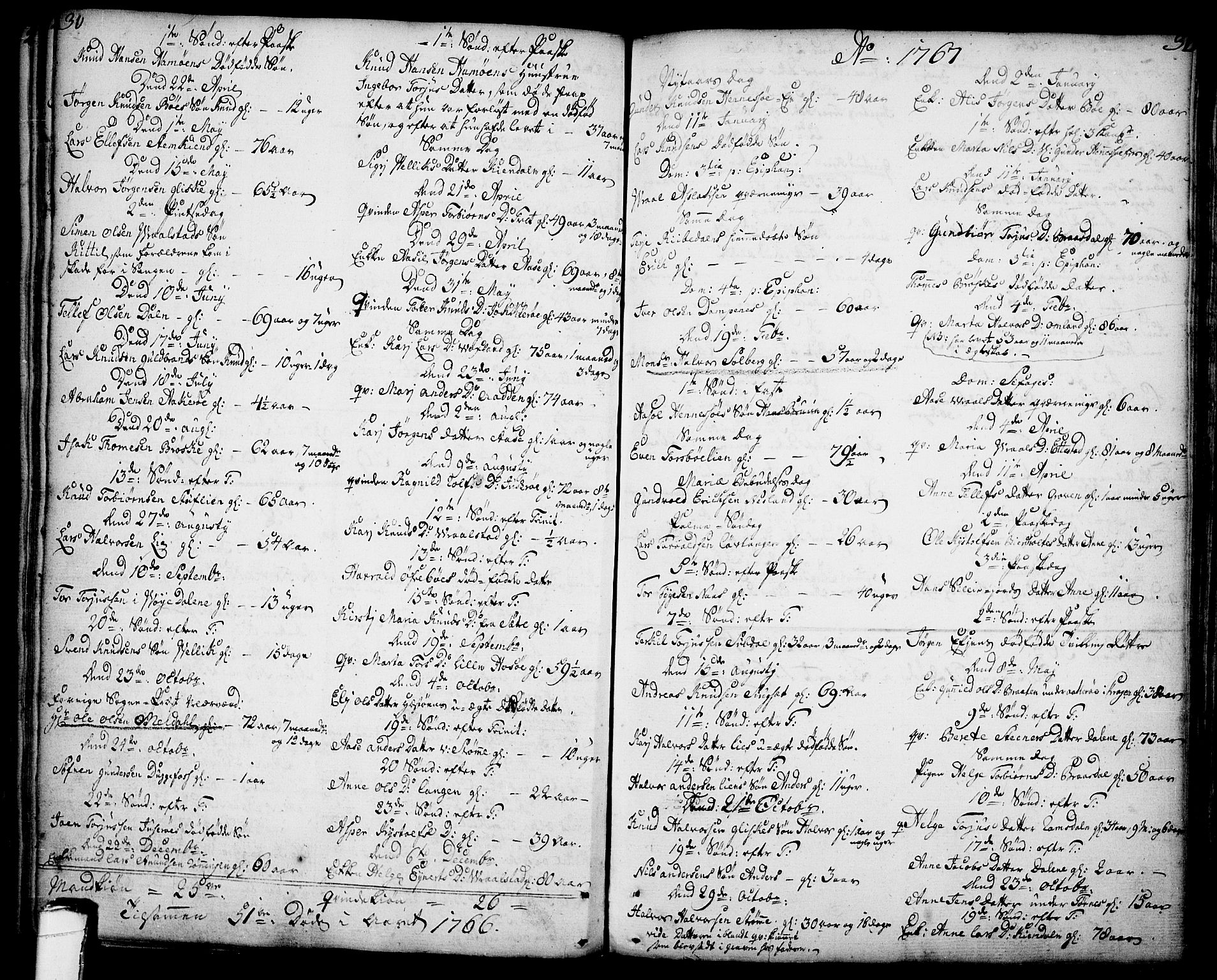 Drangedal kirkebøker, AV/SAKO-A-258/F/Fa/L0001: Ministerialbok nr. 1, 1697-1767, s. 30-31