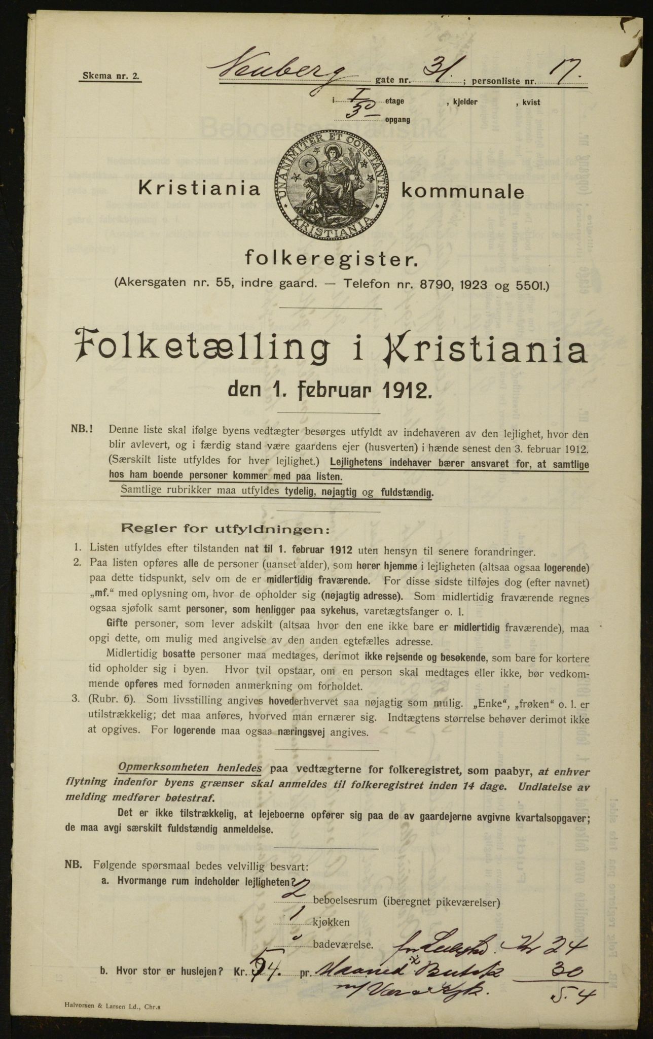 OBA, Kommunal folketelling 1.2.1912 for Kristiania, 1912, s. 70716