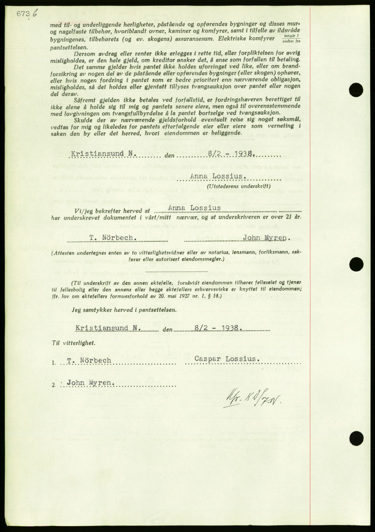 Nordmøre sorenskriveri, AV/SAT-A-4132/1/2/2Ca/L0092: Pantebok nr. B82, 1937-1938, Dagboknr: 332/1938