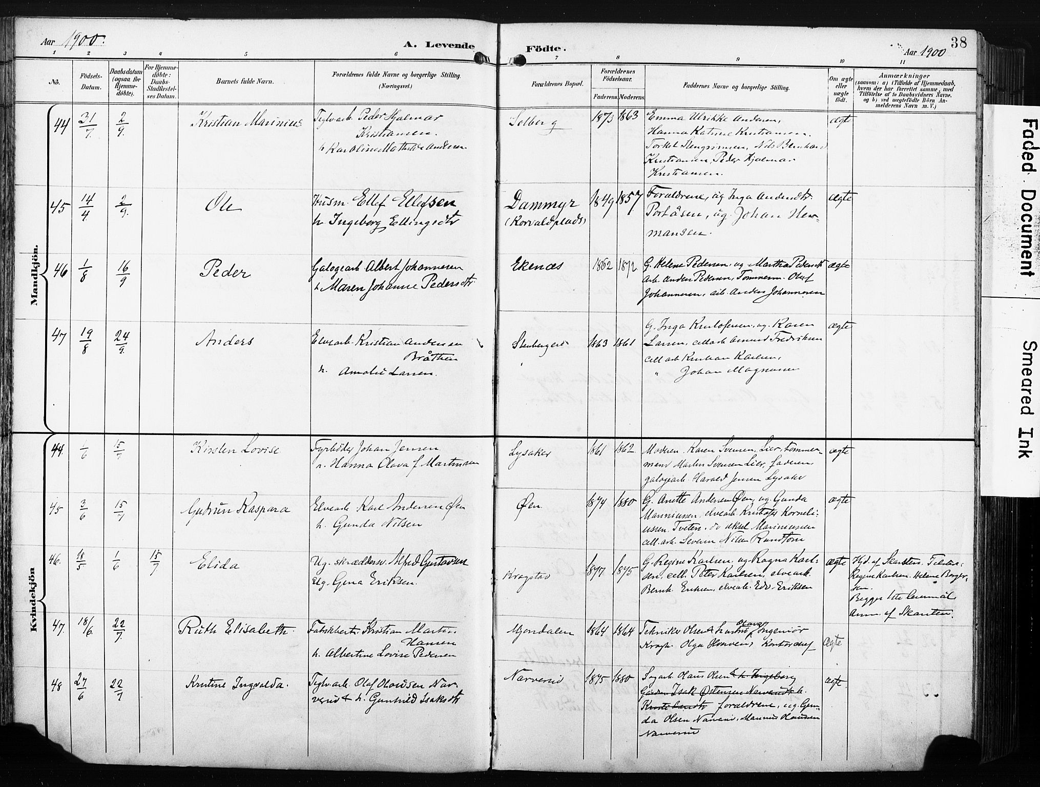 Nedre Eiker kirkebøker, AV/SAKO-A-612/F/Fa/L0005: Ministerialbok nr. 5, 1898-1905, s. 38