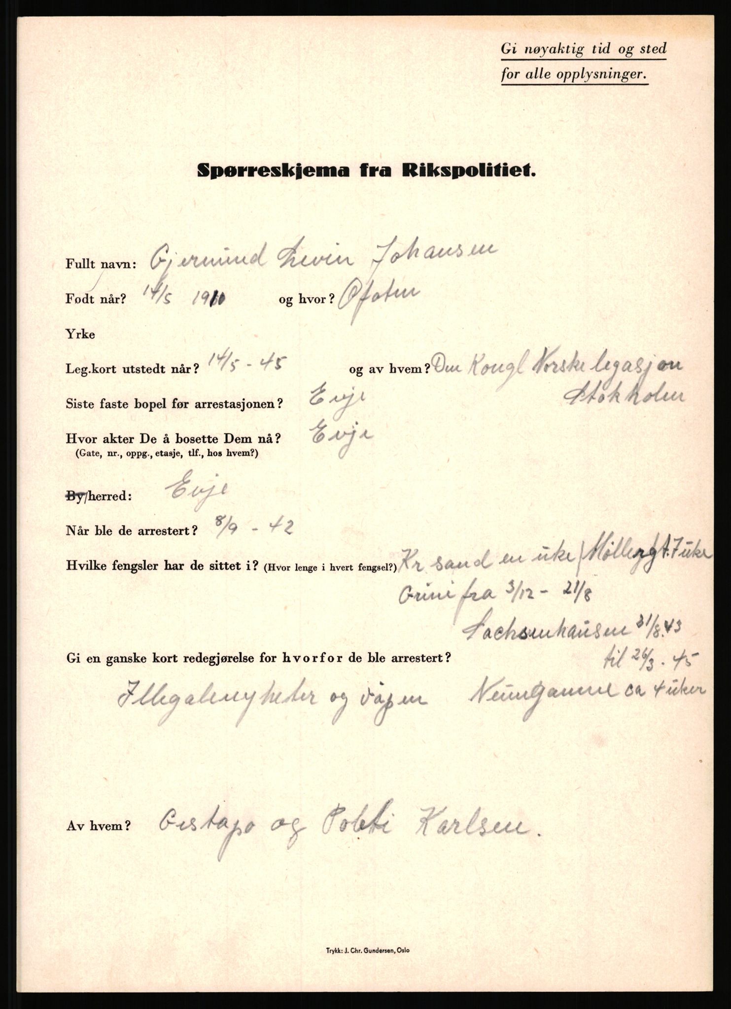 Rikspolitisjefen, AV/RA-S-1560/L/L0008: Jaffe, Bernhard - Karset, Helge Hafsahl, 1940-1945, s. 619