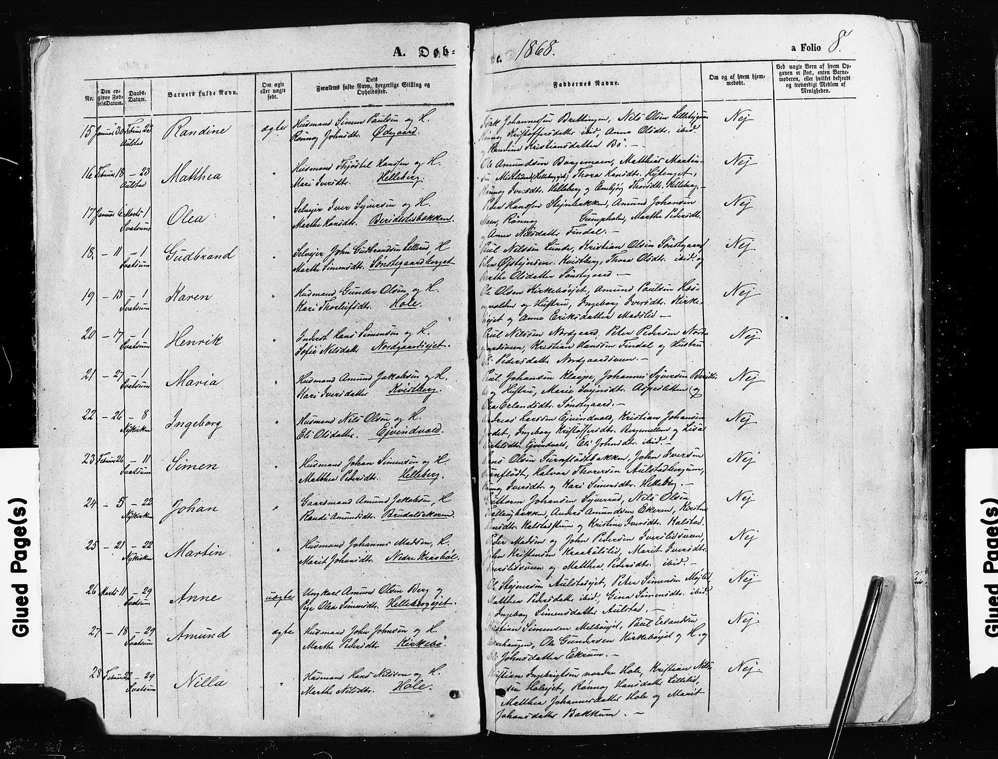 Gausdal prestekontor, AV/SAH-PREST-090/H/Ha/Haa/L0010: Ministerialbok nr. 10, 1867-1886, s. 8