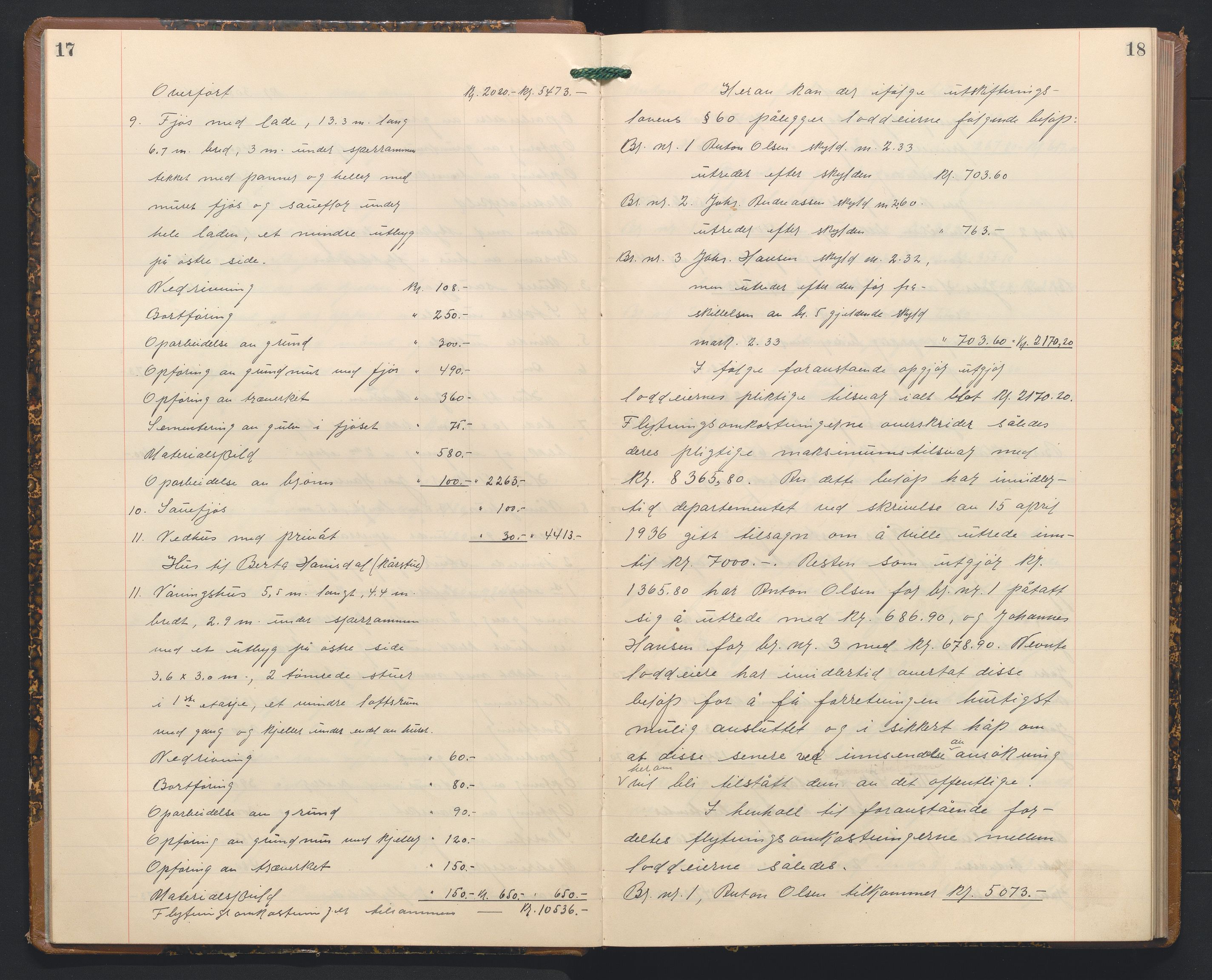 Hordaland jordskiftedøme - I Nordhordland jordskiftedistrikt, AV/SAB-A-6801/A/Aa/L0043: Forhandlingsprotokoll, 1936-1938, s. 17-18