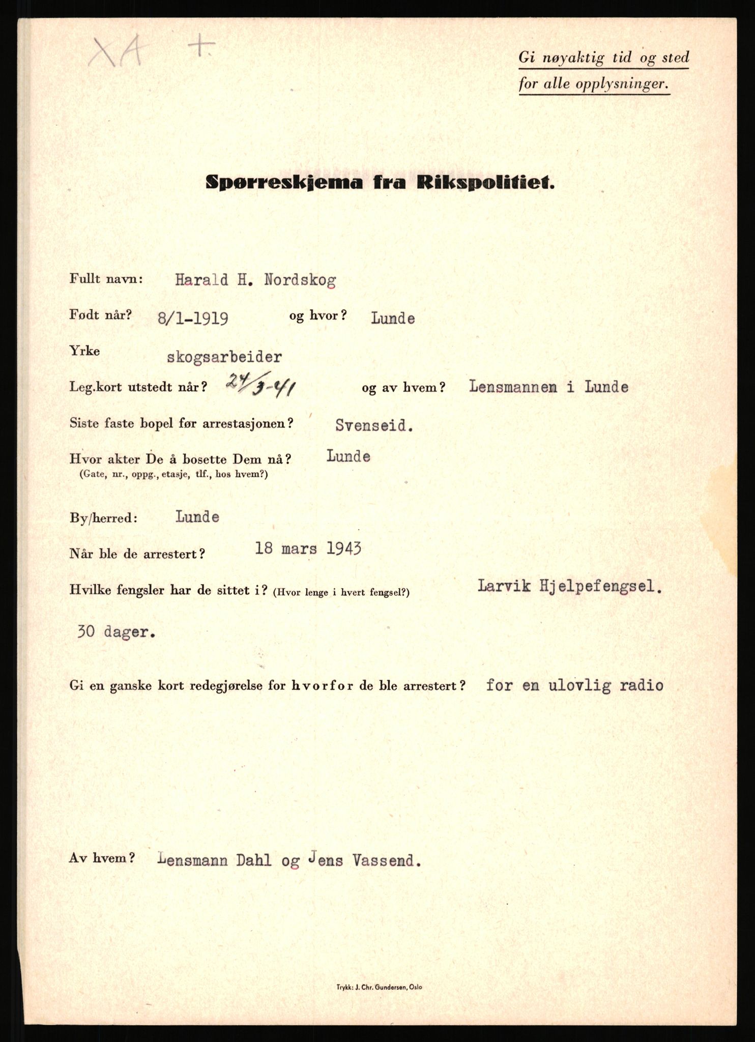 Rikspolitisjefen, AV/RA-S-1560/L/L0012: Mogensen, Øivind - Noraas, Lars, 1940-1945, s. 1048