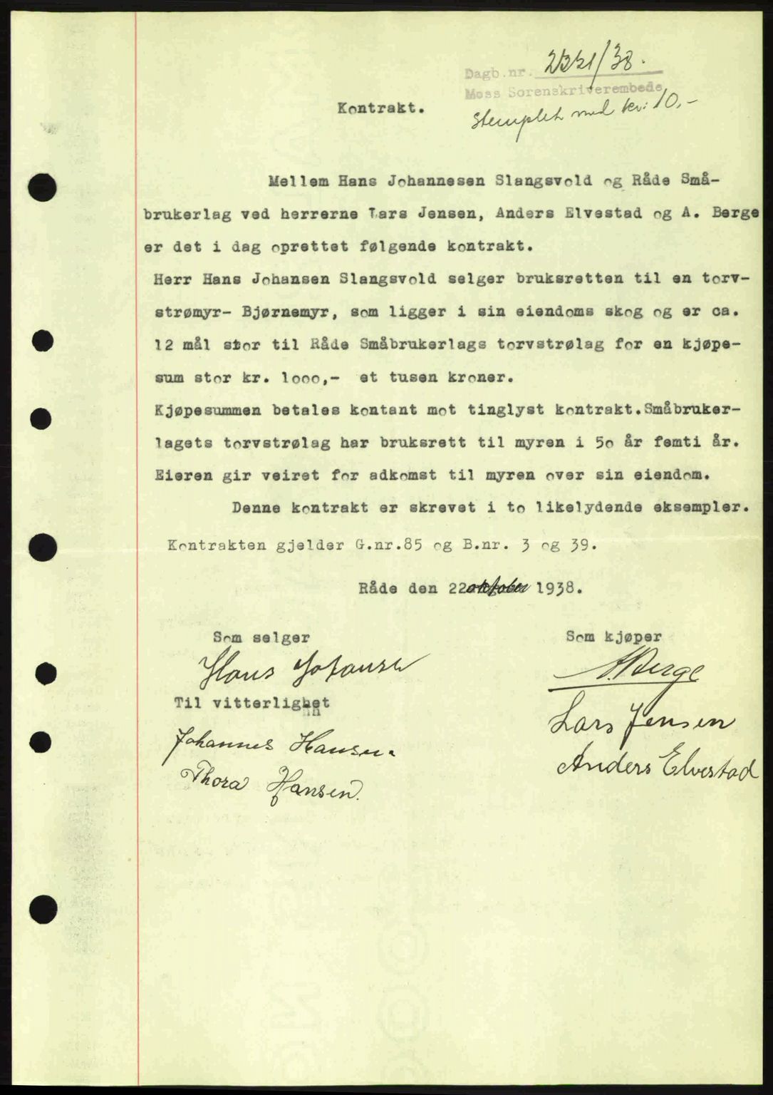 Moss sorenskriveri, SAO/A-10168: Pantebok nr. A5, 1938-1939, Dagboknr: 2321/1938