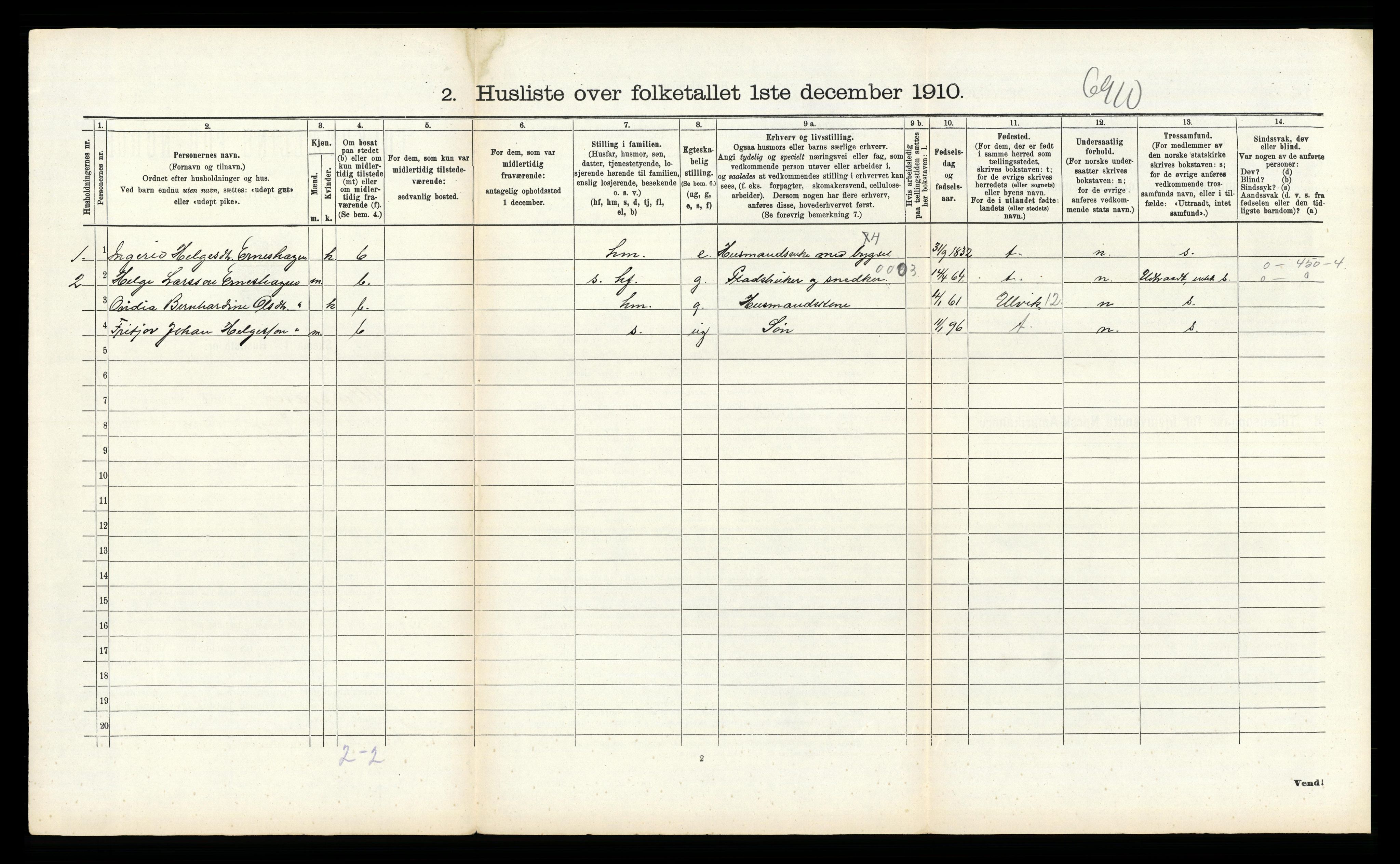 RA, Folketelling 1910 for 1230 Ullensvang herred, 1910, s. 2000