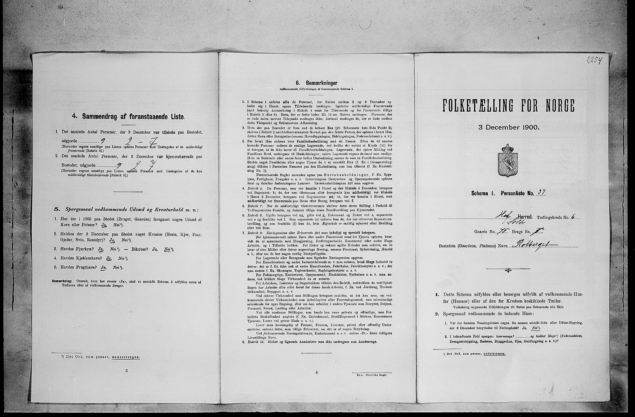 SAH, Folketelling 1900 for 0424 Hof herred, 1900, s. 1072