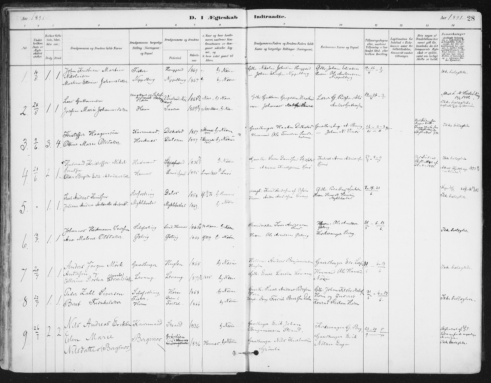 Ministerialprotokoller, klokkerbøker og fødselsregistre - Nordland, SAT/A-1459/838/L0553: Ministerialbok nr. 838A11, 1880-1910, s. 28