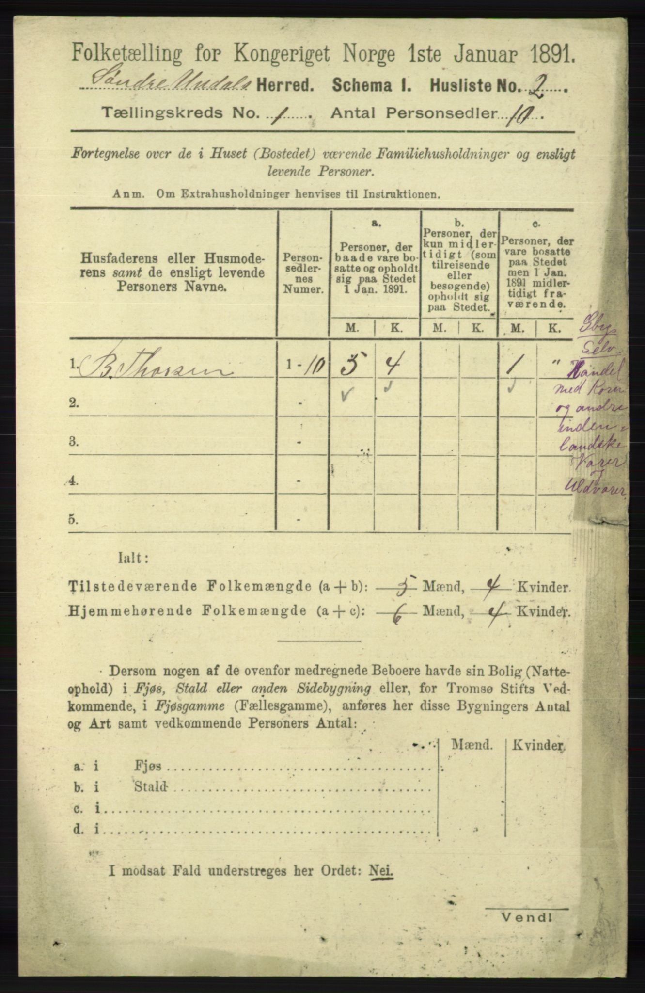 RA, Folketelling 1891 for 1029 Sør-Audnedal herred, 1891, s. 43