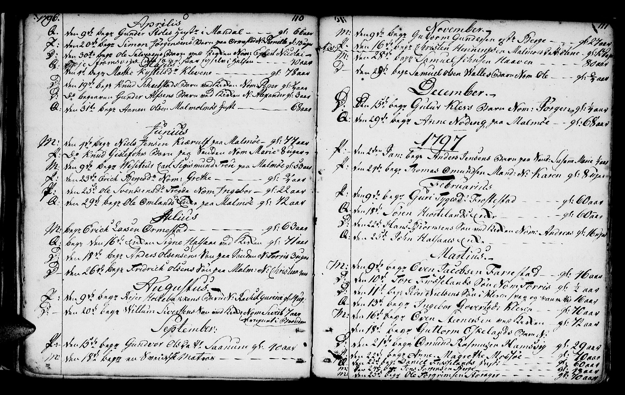 Mandal sokneprestkontor, AV/SAK-1111-0030/F/Fa/Faa/L0005: Ministerialbok nr. A 5, 1748-1803, s. 110-111
