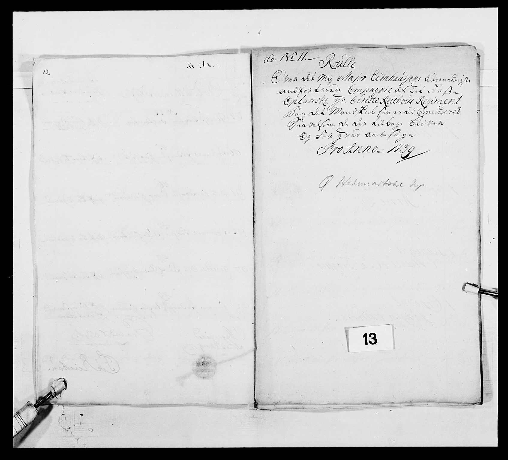 Kommanderende general (KG I) med Det norske krigsdirektorium, AV/RA-EA-5419/E/Ea/L0502: 1. Opplandske regiment, 1720-1743, s. 129