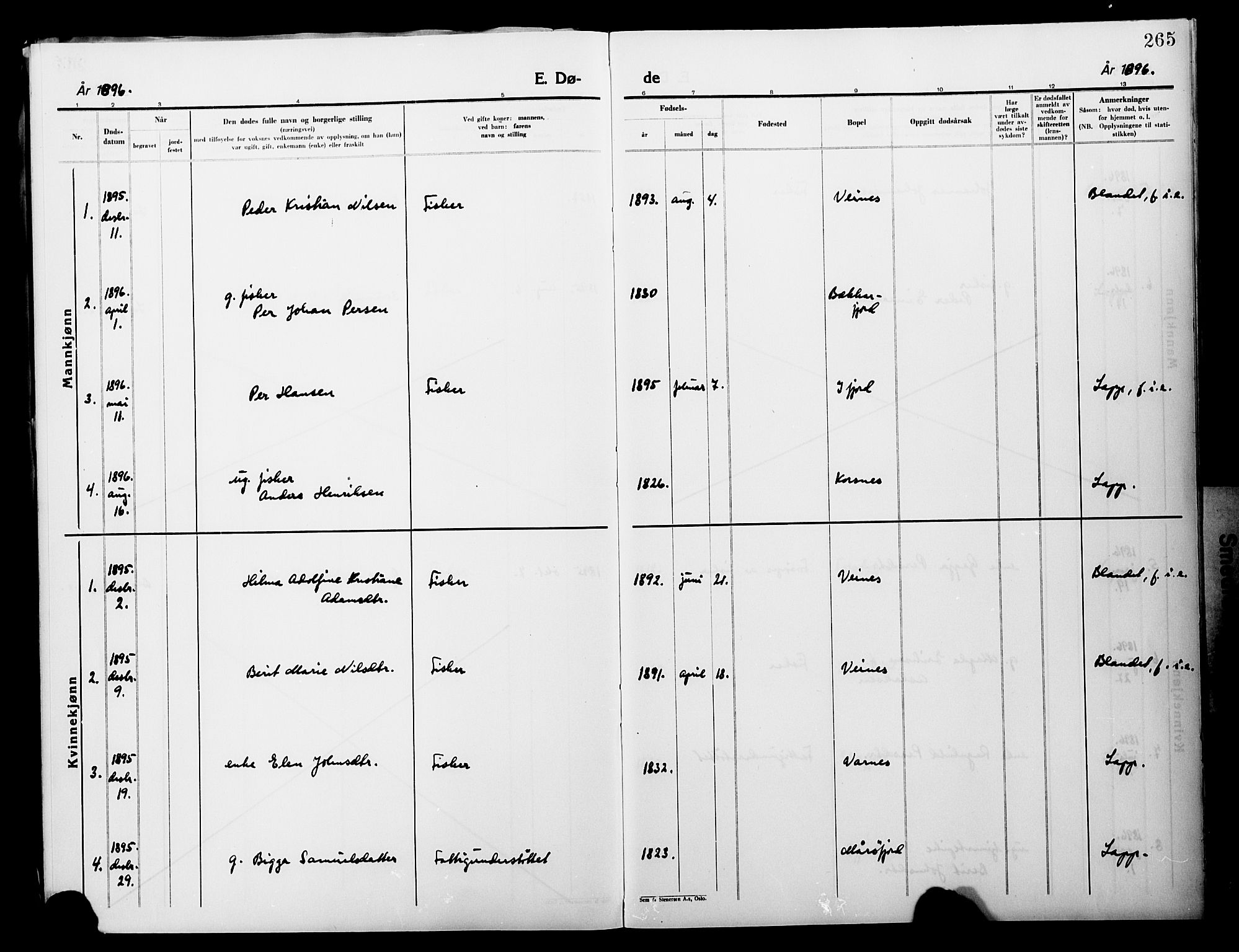 Lebesby sokneprestkontor, AV/SATØ-S-1353/H/Ha/L0004kirke: Ministerialbok nr. 4, 1870-1902, s. 265