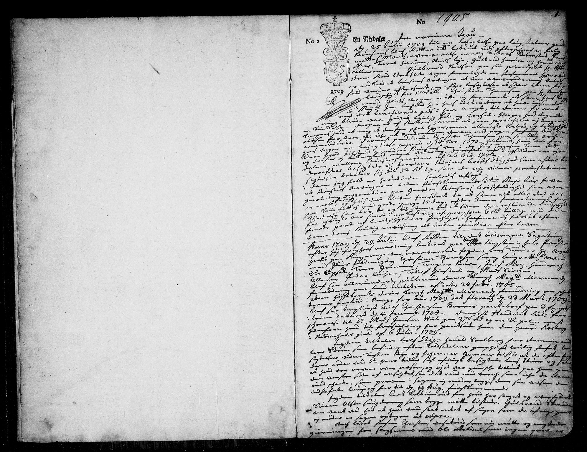 Ringerike og Hallingdal sorenskriveri, SAKO/A-81/F/Fa/Faa/L0026: Tingbok, 1709-1713, s. 1