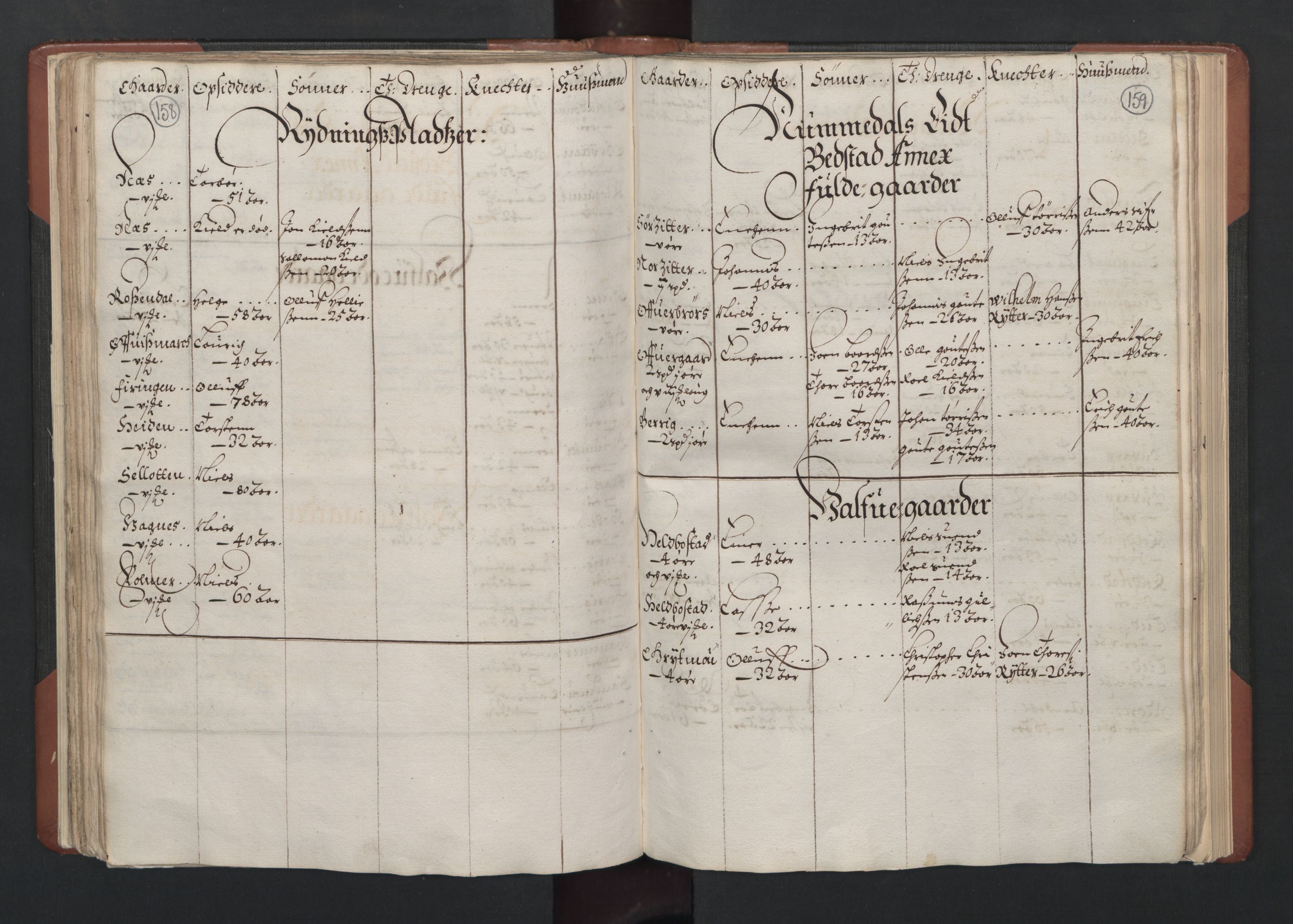 RA, Fogdenes og sorenskrivernes manntall 1664-1666, nr. 19: Fosen fogderi, Inderøy fogderi, Selbu fogderi, Namdal fogderi og Stjørdal fogderi, 1664-1665, s. 158-159