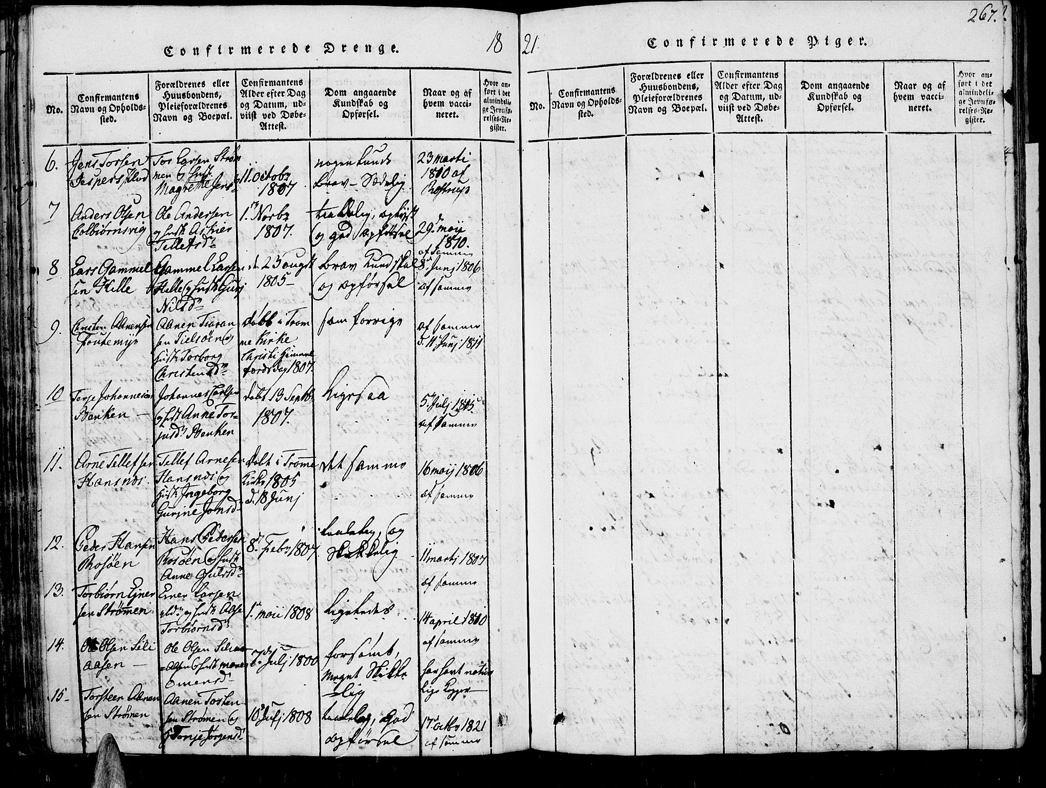 Øyestad sokneprestkontor, SAK/1111-0049/F/Fb/L0003: Klokkerbok nr. B 3, 1816-1827, s. 267