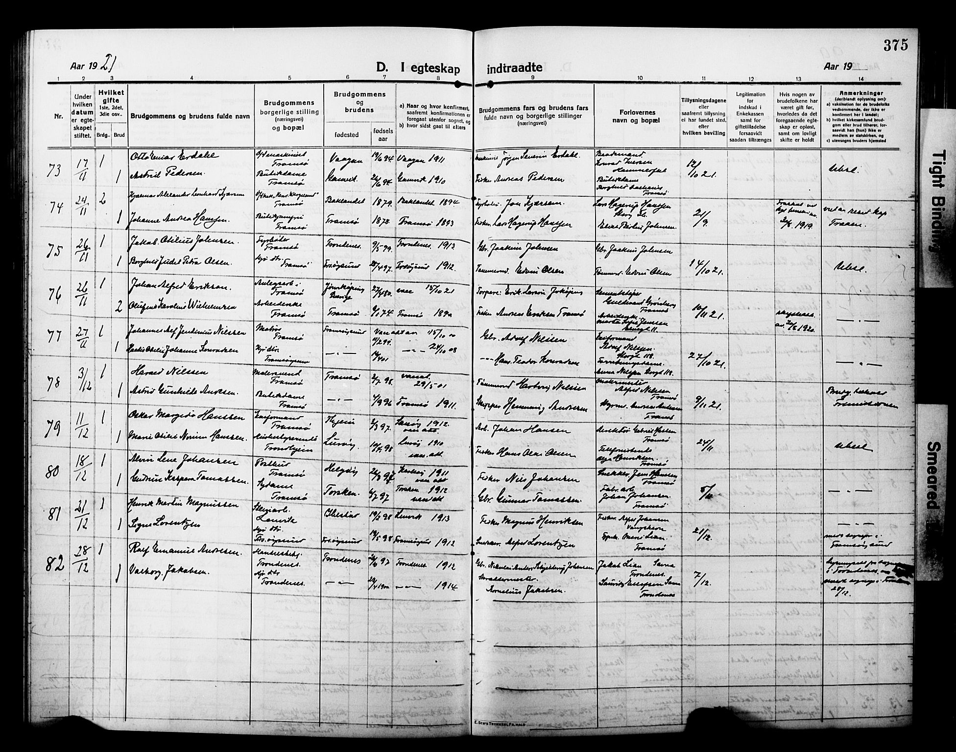 Tromsø sokneprestkontor/stiftsprosti/domprosti, SATØ/S-1343/G/Gb/L0009klokker: Klokkerbok nr. 9, 1915-1925, s. 375