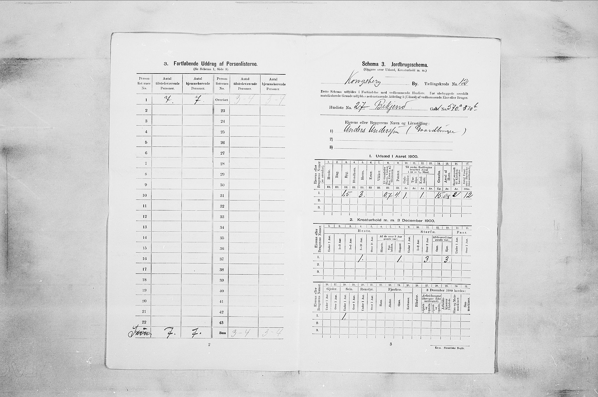 RA, Folketelling 1900 for 0604 Kongsberg kjøpstad, 1900, s. 2222