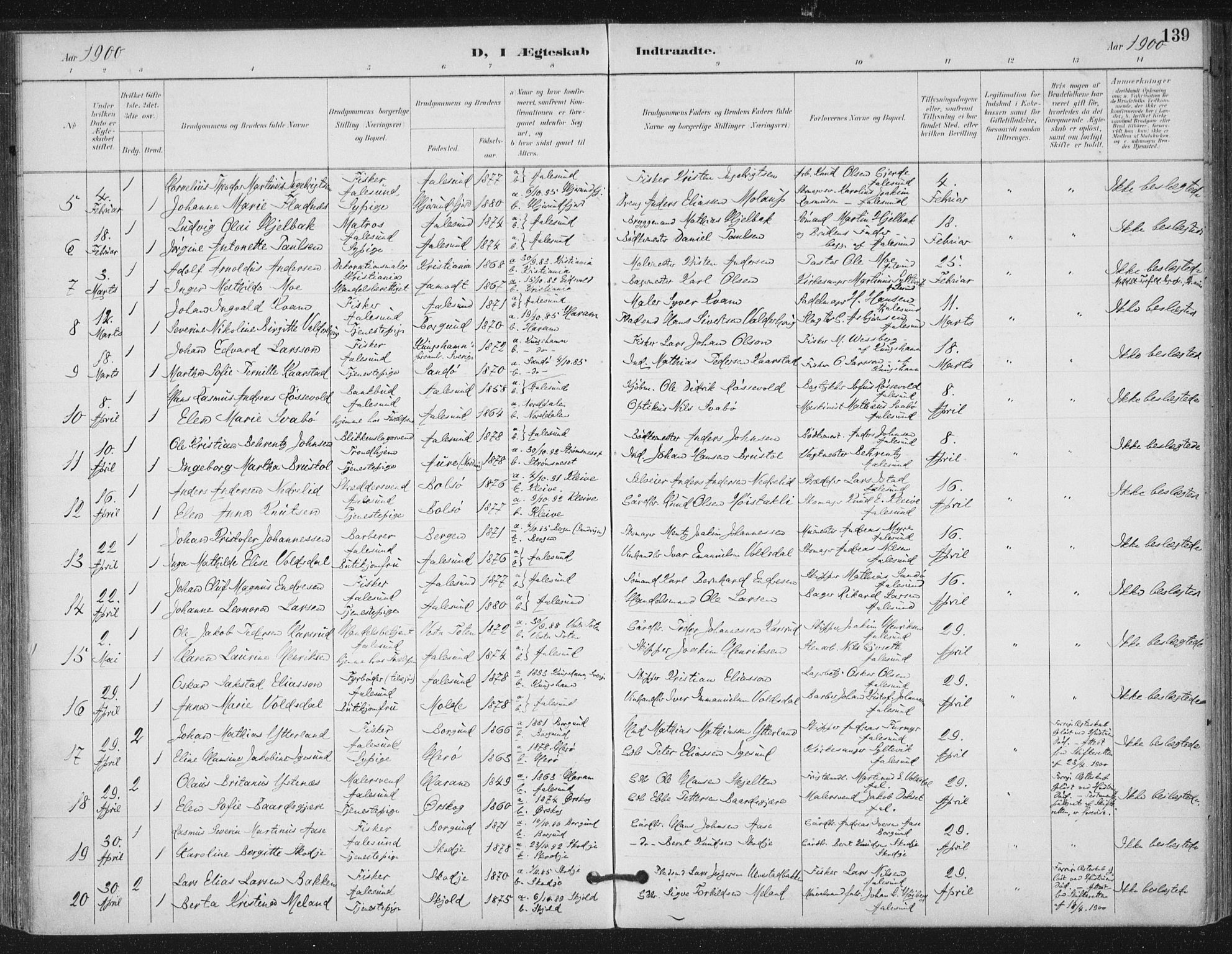 Ministerialprotokoller, klokkerbøker og fødselsregistre - Møre og Romsdal, AV/SAT-A-1454/529/L0457: Ministerialbok nr. 529A07, 1894-1903, s. 139