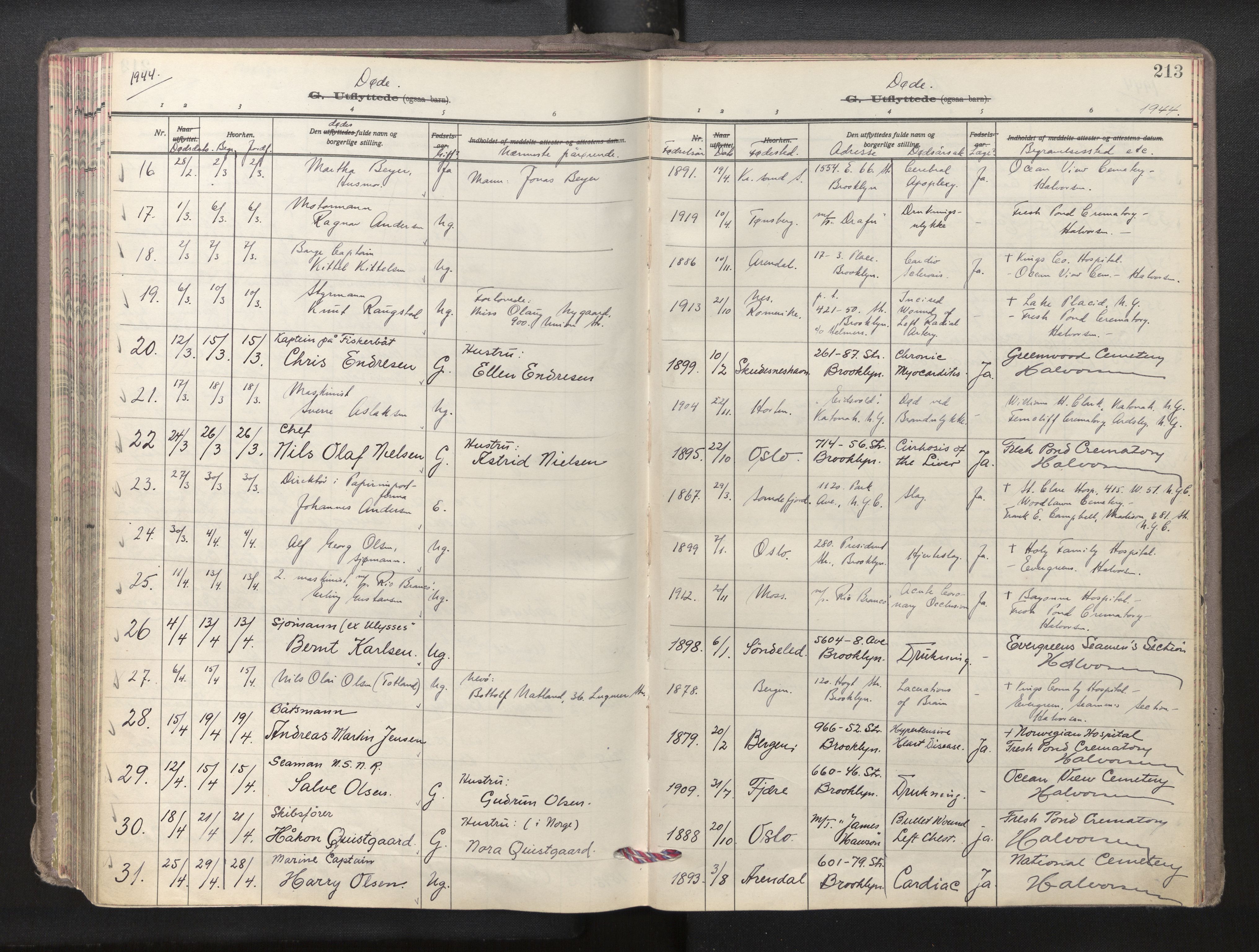 Den norske sjømannsmisjon i utlandet/New York, AV/SAB-SAB/PA-0110/H/Ha/L0009: Ministerialbok nr. A 9, 1935-1945, s. 212b-213a