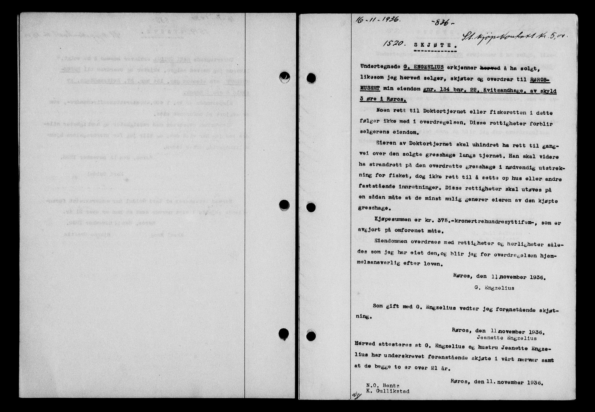 Gauldal sorenskriveri, SAT/A-0014/1/2/2C/L0046: Pantebok nr. 49-50, 1936-1937, Dagboknr: 1520/1936