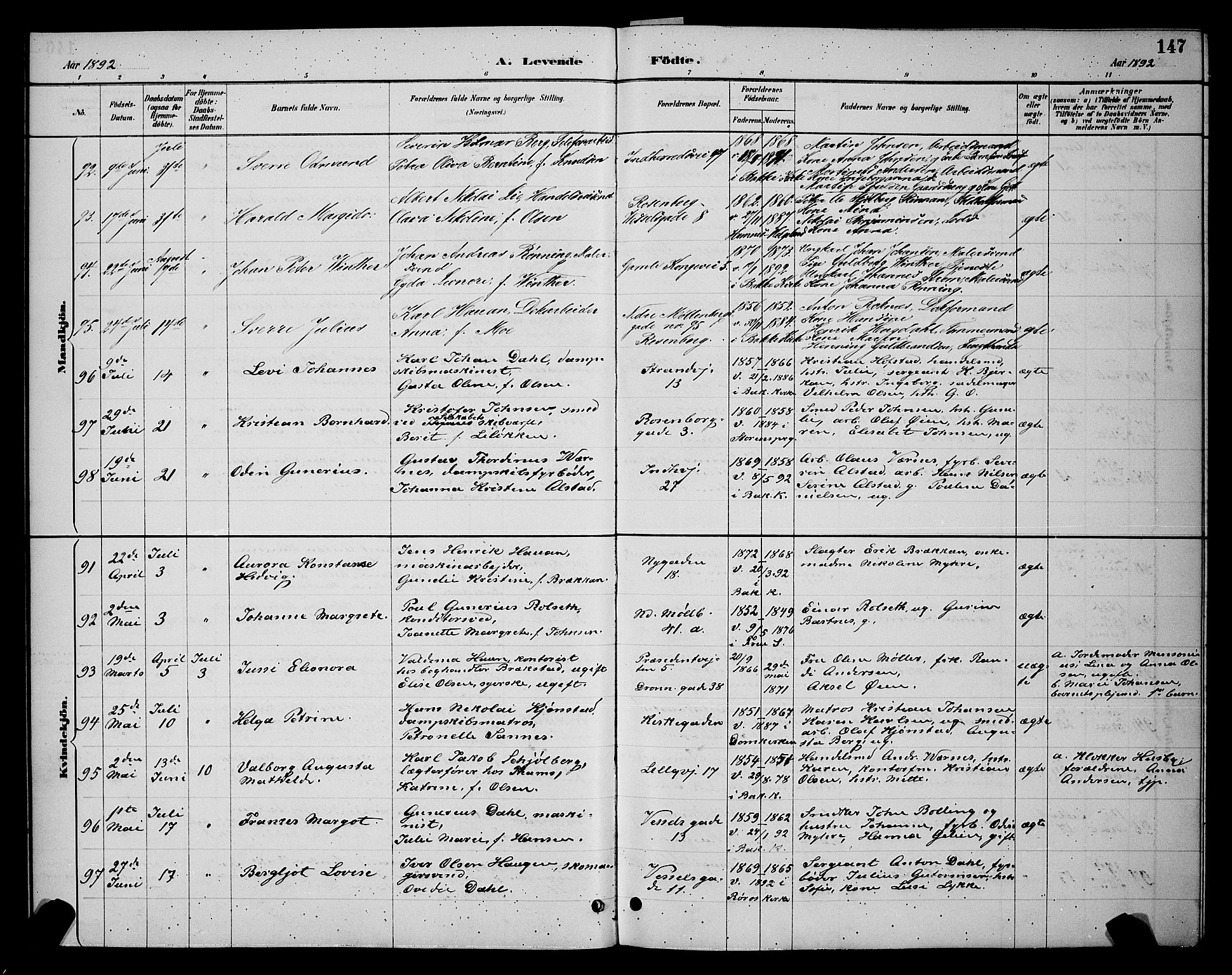 Ministerialprotokoller, klokkerbøker og fødselsregistre - Sør-Trøndelag, AV/SAT-A-1456/604/L0222: Klokkerbok nr. 604C05, 1886-1895, s. 147