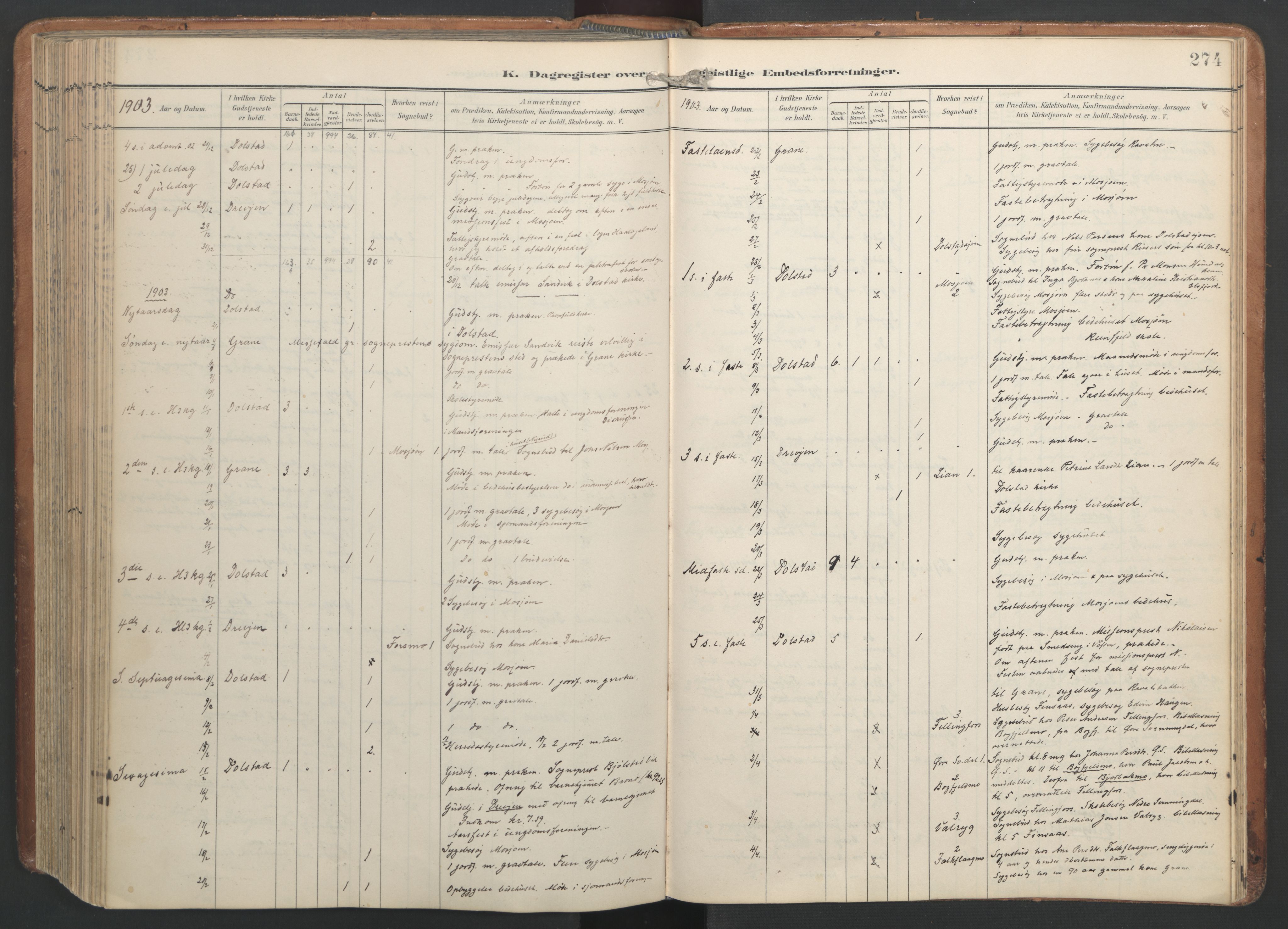 Ministerialprotokoller, klokkerbøker og fødselsregistre - Nordland, SAT/A-1459/820/L0298: Ministerialbok nr. 820A19, 1897-1915, s. 274