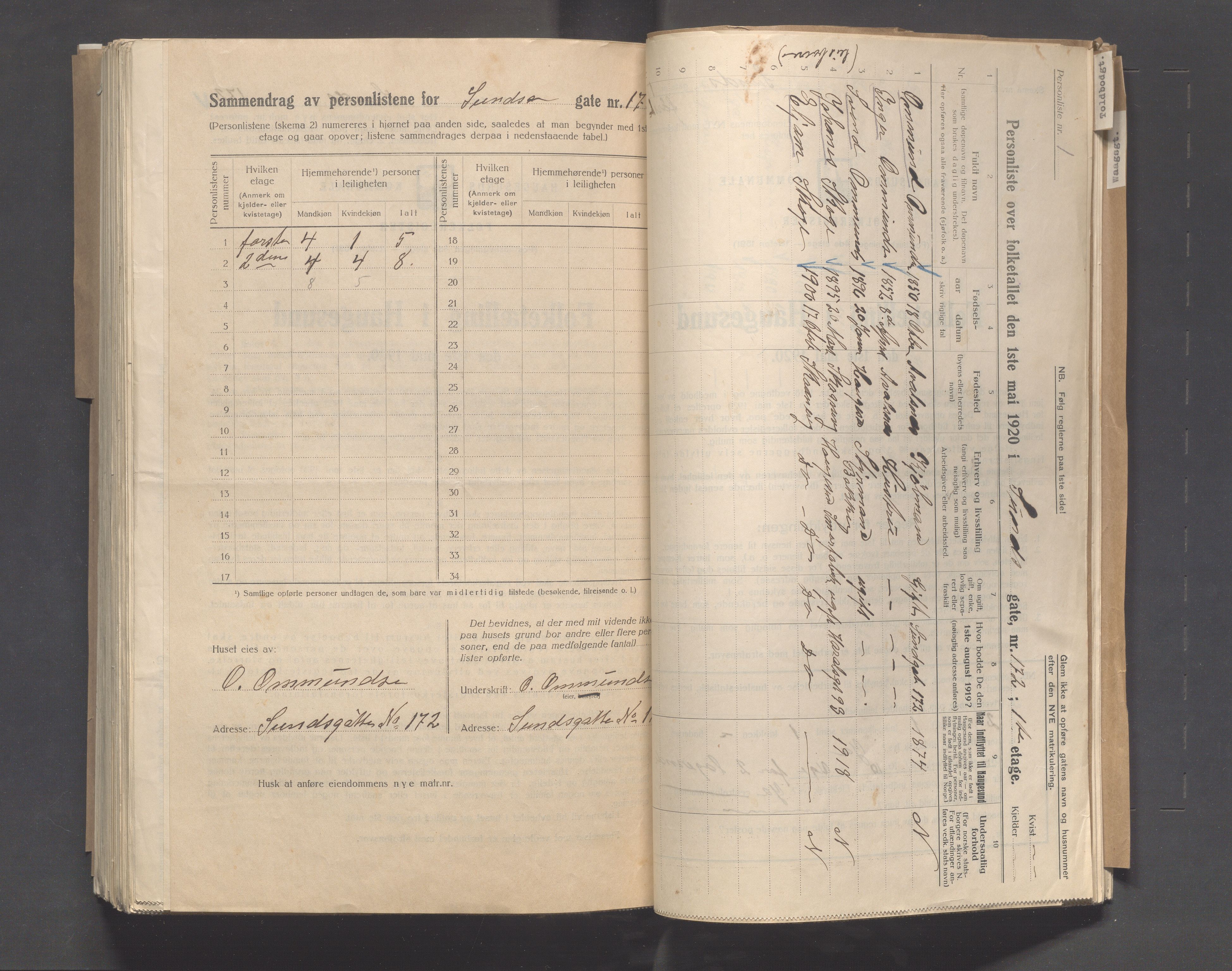 IKAR, Kommunal folketelling 1.5.1920 for Haugesund, 1920, s. 7104