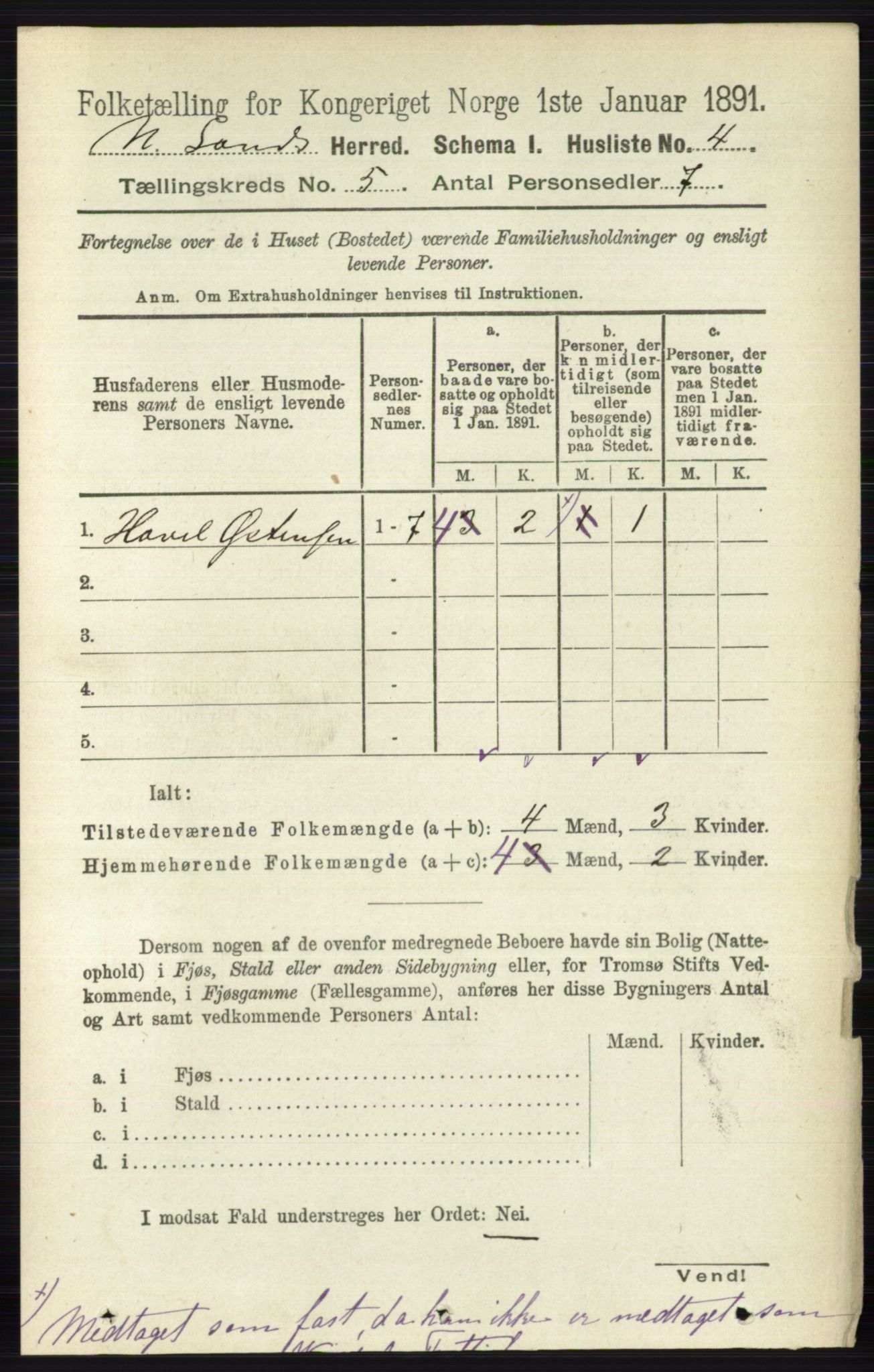 RA, Folketelling 1891 for 0538 Nordre Land herred, 1891, s. 1517