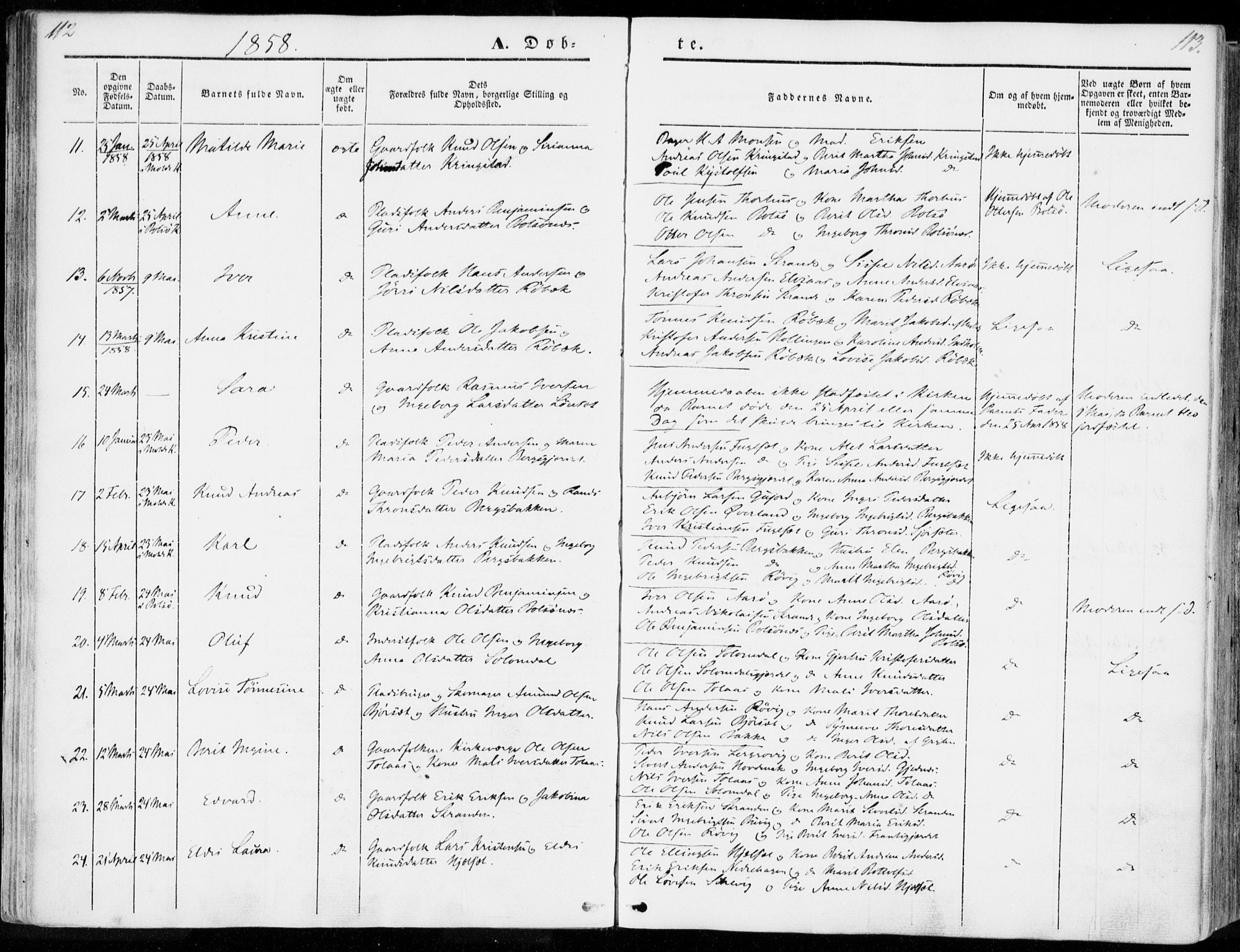 Ministerialprotokoller, klokkerbøker og fødselsregistre - Møre og Romsdal, AV/SAT-A-1454/555/L0653: Ministerialbok nr. 555A04, 1843-1869, s. 112-113