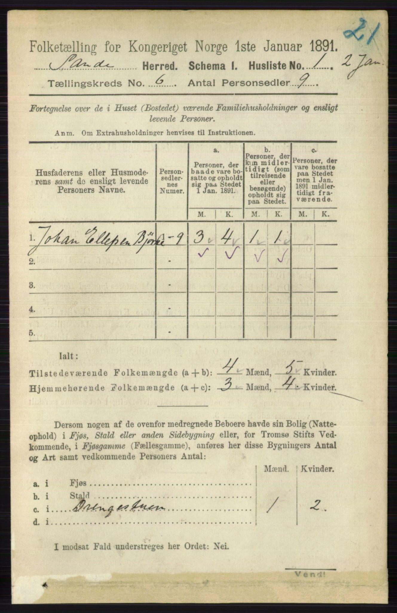 RA, Folketelling 1891 for 0713 Sande herred, 1891, s. 2610